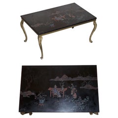 Lovely Vintage Signed Hand Painted Chinese Oriental Coffee Cocktail Side Table