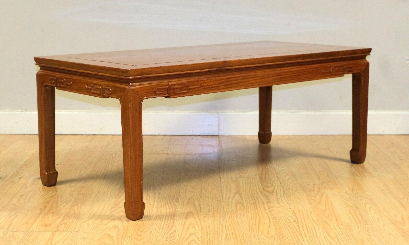 Hand-Crafted LOVELY VINTAGE SOLID HARDWOOD CHiNESE COFFEE TABLE ON HOOF FEET For Sale