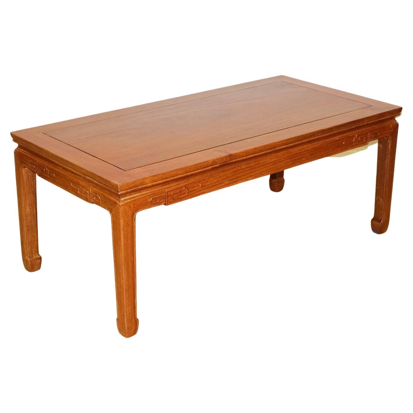 LOVELY VINTAGE SOLID HARDWOOD CHiNESE COFFEE TABLE ON HOOF FEET For Sale