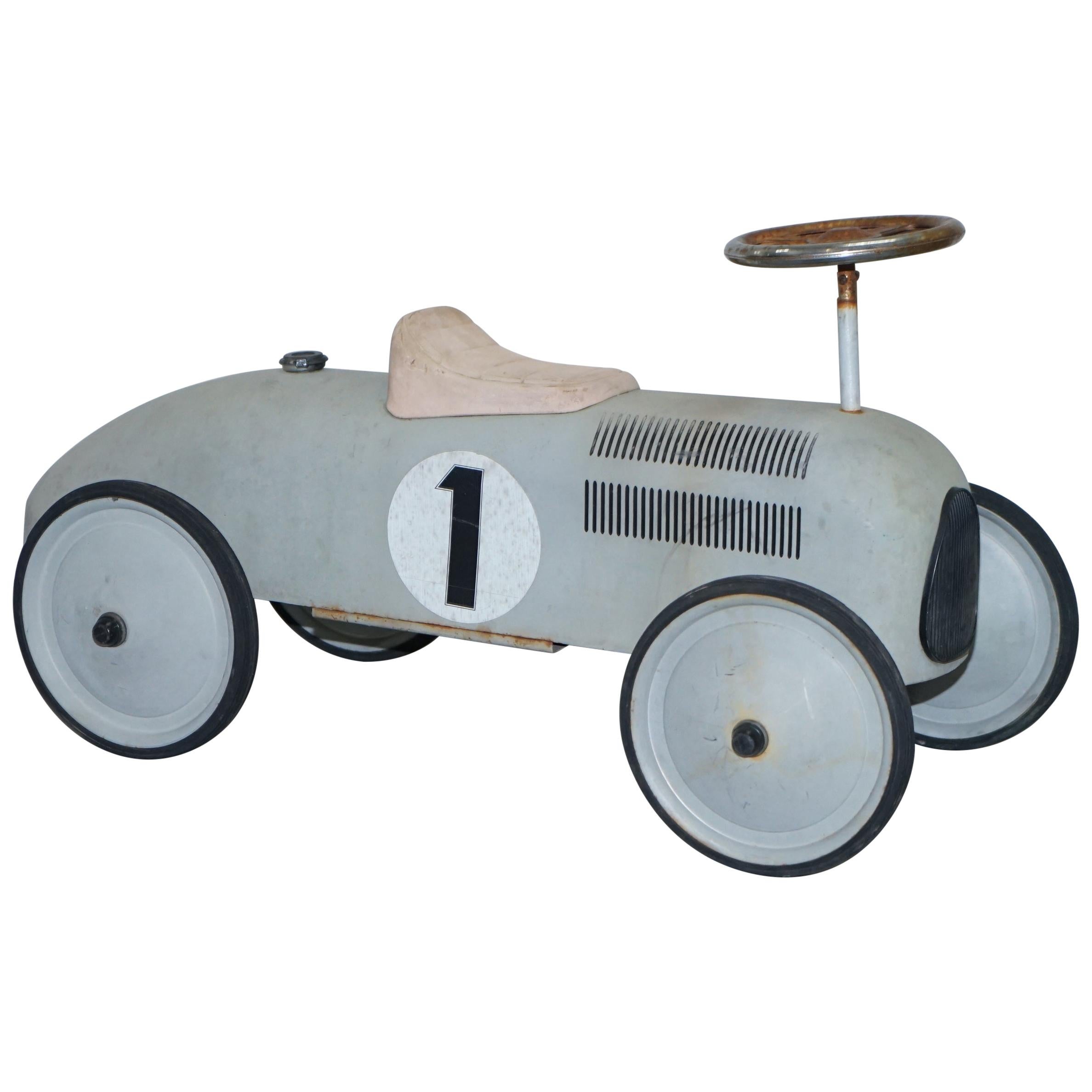Lovely Vintage Style Childrens French Push on Metal Racing Car Lovely Patina