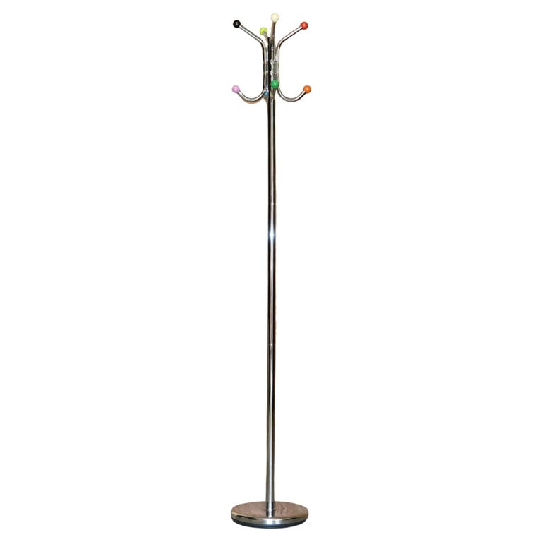 Lovely Vintage Style Chromed Atomic Coat Rack Floor Standing Very Cool