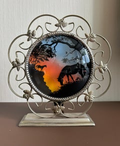 Schöne Vintage-Tischlampe mit Panoramic-Ansicht
