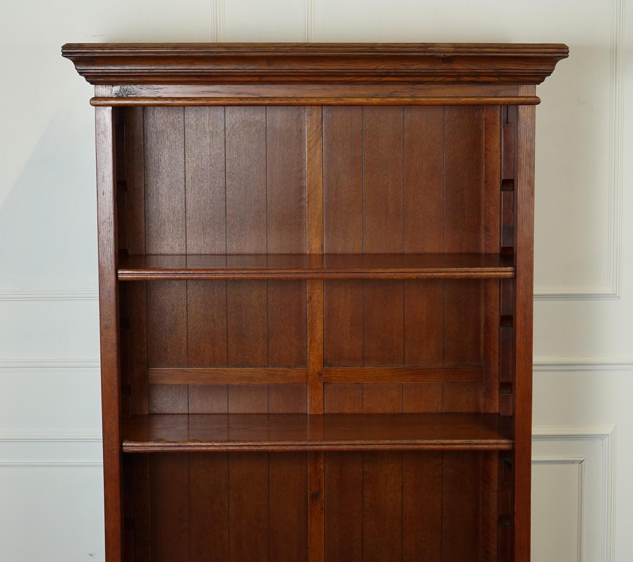 20th Century LOVELY VINTAGE TEAK OPEN BOOKCASE WITH 5 DRAWERS BRASS HANDLES j1 For Sale