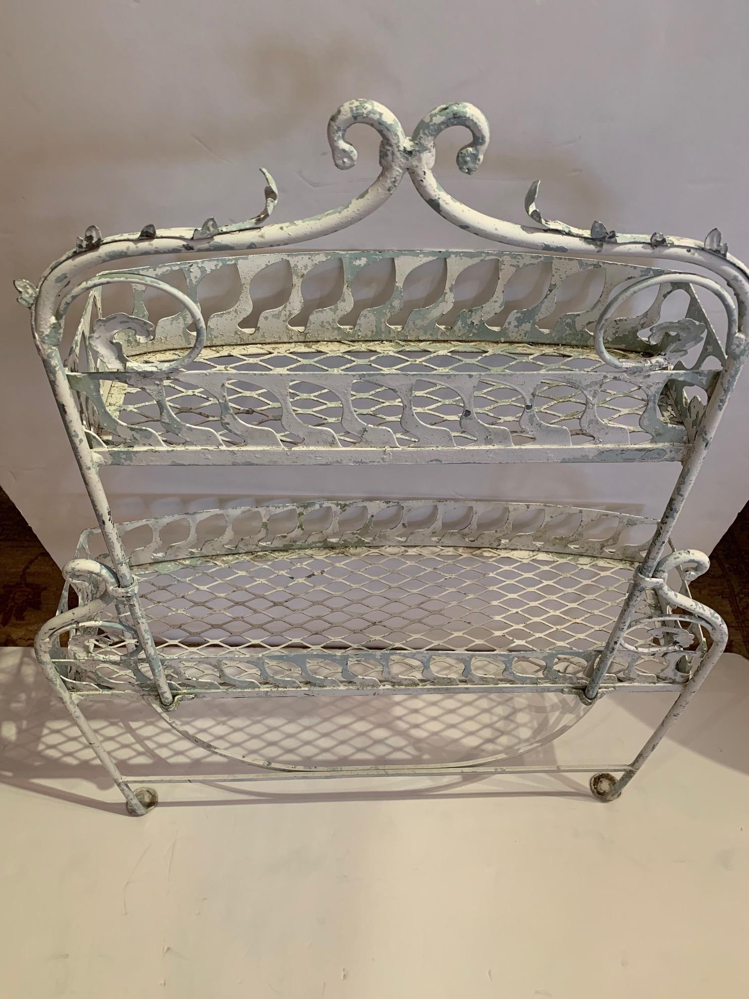 Lovely Vintage Two-Tier Painted Metal Plant Stand 6