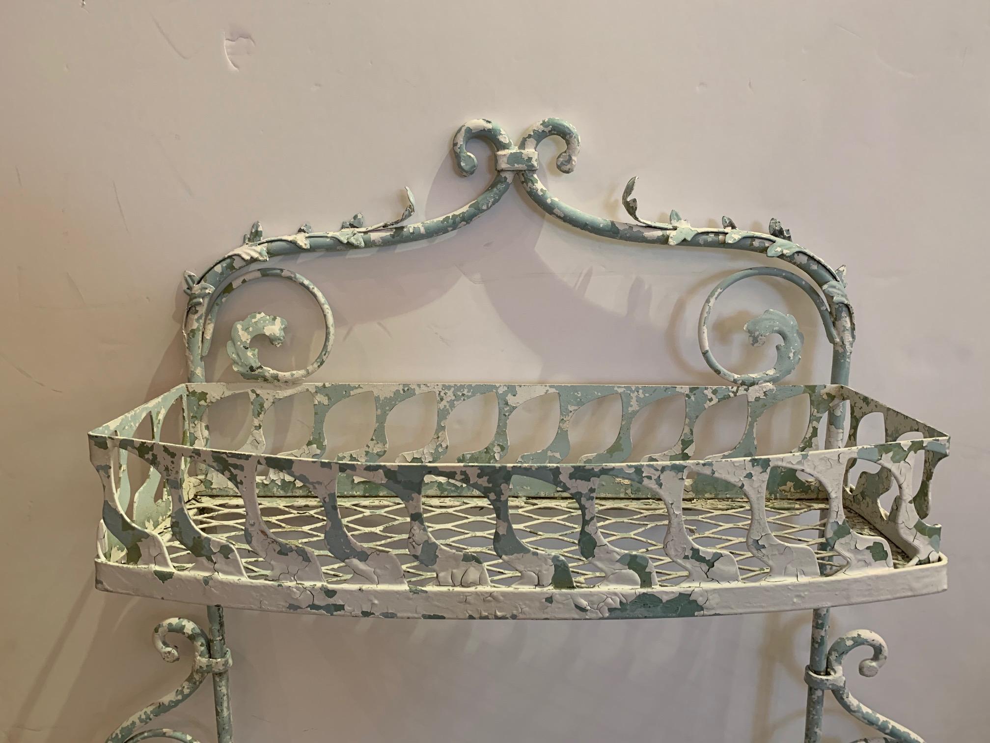 American Lovely Vintage Two-Tier Painted Metal Plant Stand