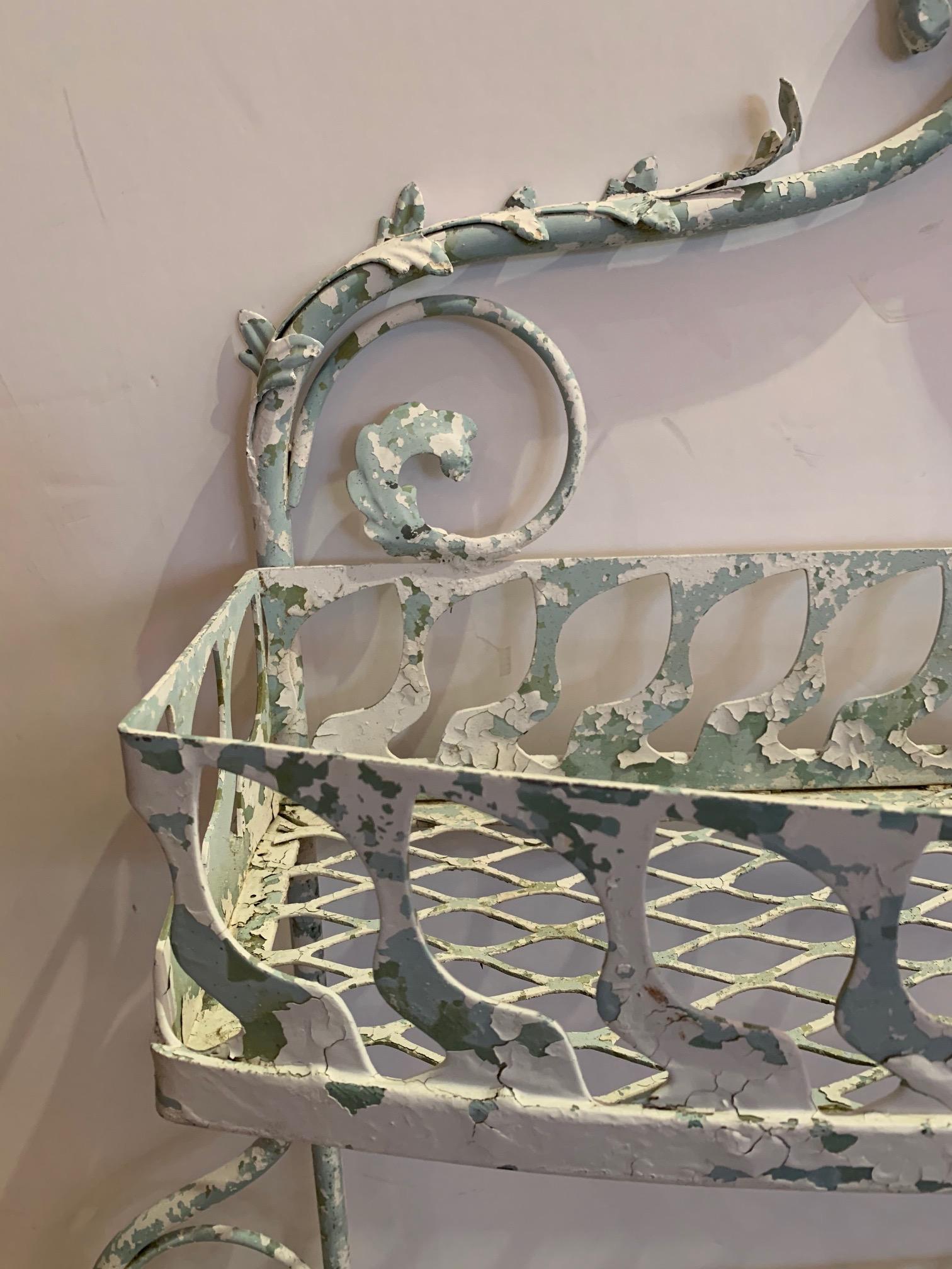 Mid-20th Century Lovely Vintage Two-Tier Painted Metal Plant Stand