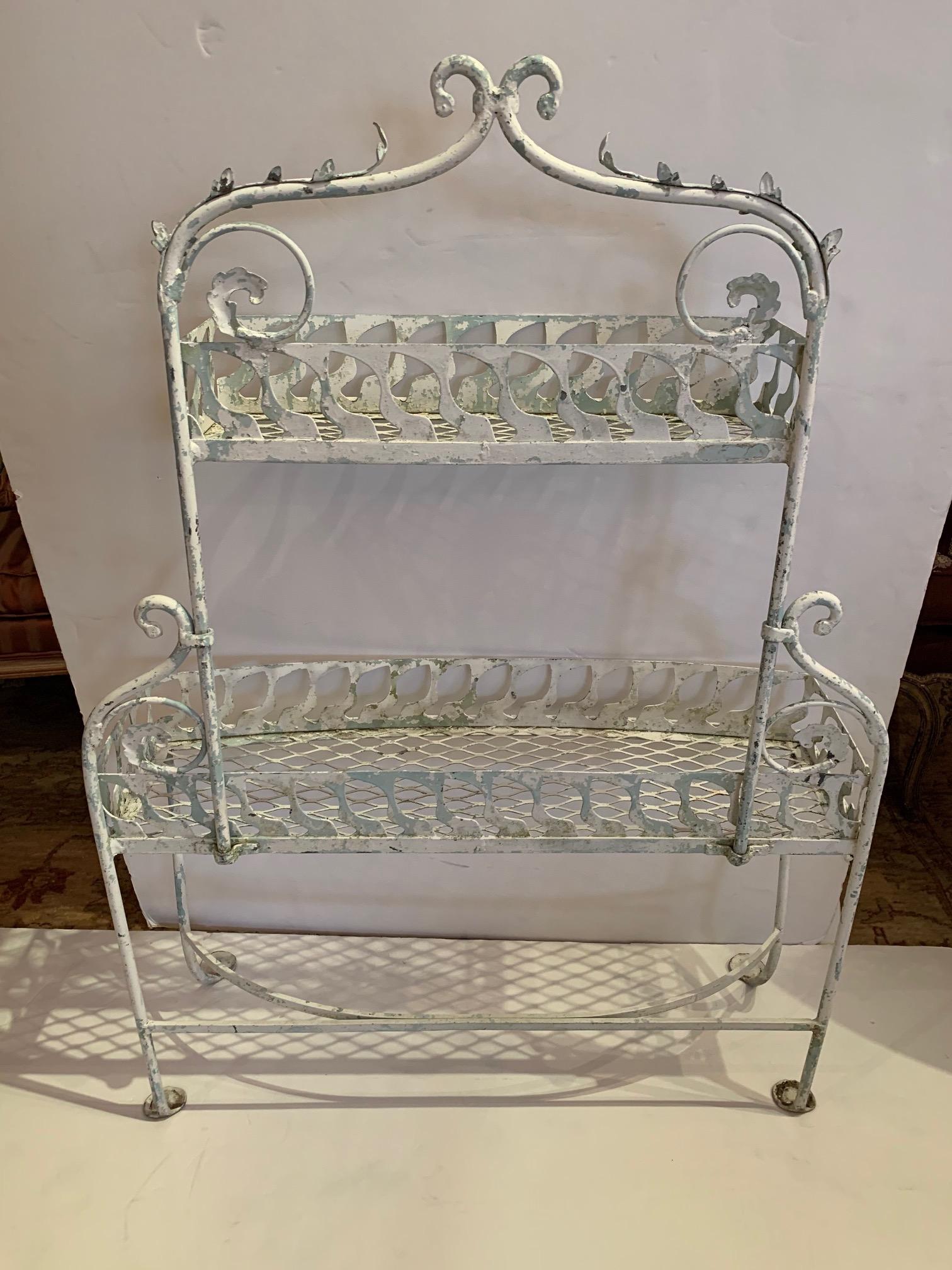 Lovely Vintage Two-Tier Painted Metal Plant Stand 1
