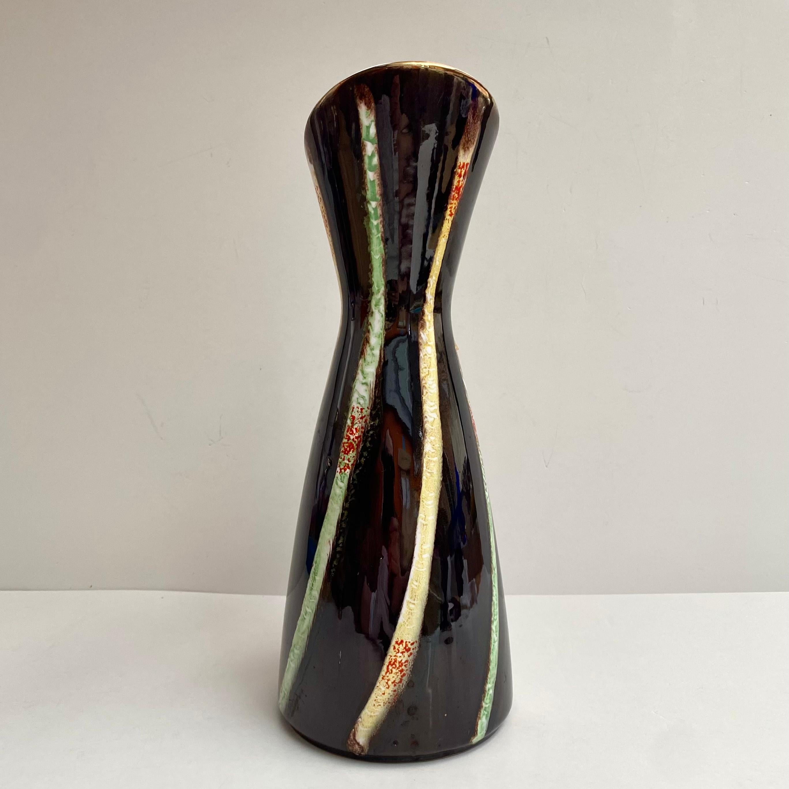 Lovely Vintage Vase/Pitcher in Enamelled Ceramic by Jasba, Germany, 1970s For Sale 1
