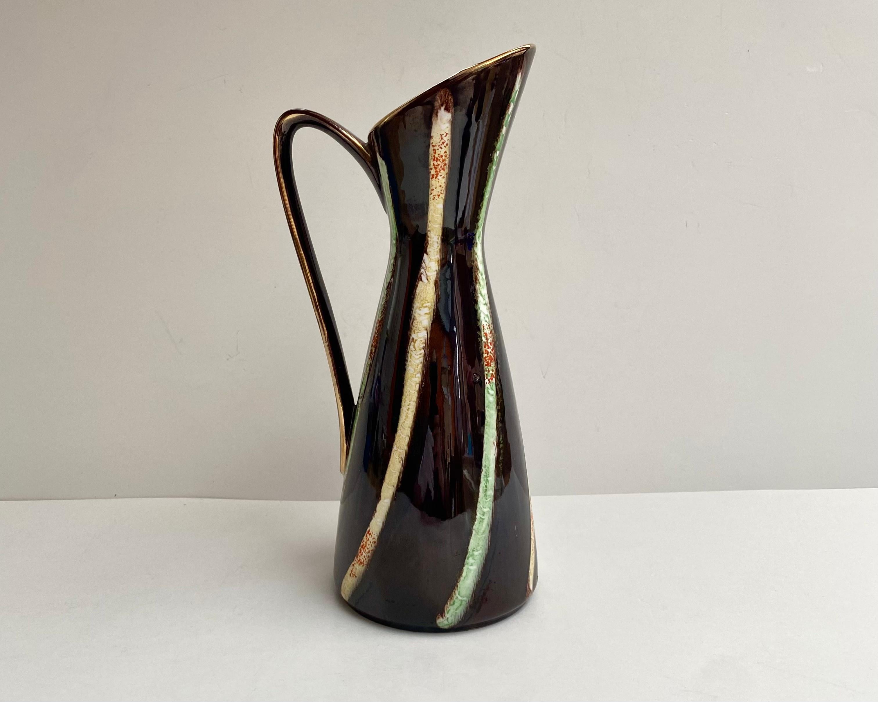 Lovely Vintage Vase/Pitcher in Enamelled Ceramic by Jasba, Germany, 1970s For Sale 2
