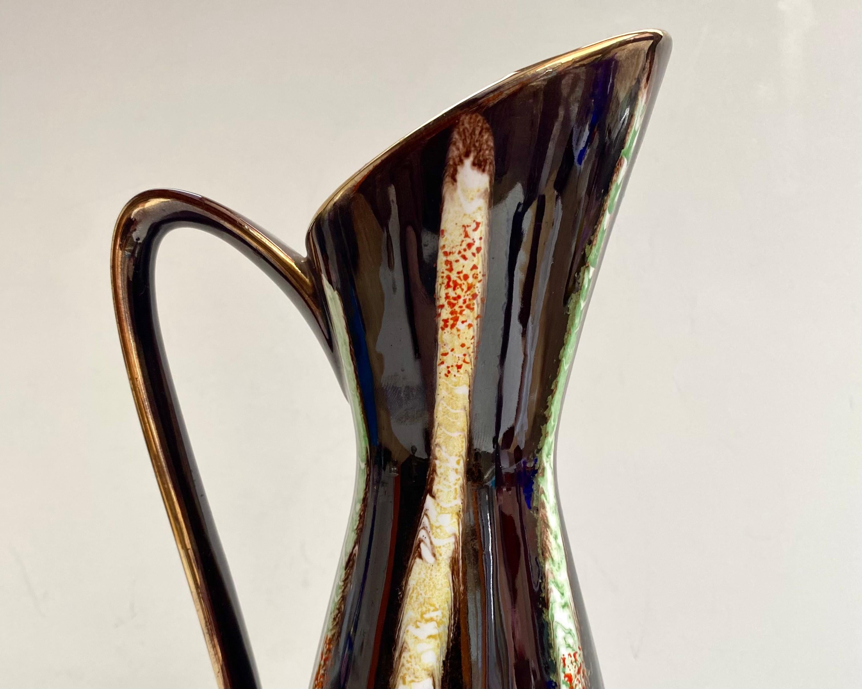Lovely Vintage Vase/Pitcher in Enamelled Ceramic by Jasba, Germany, 1970s For Sale 3