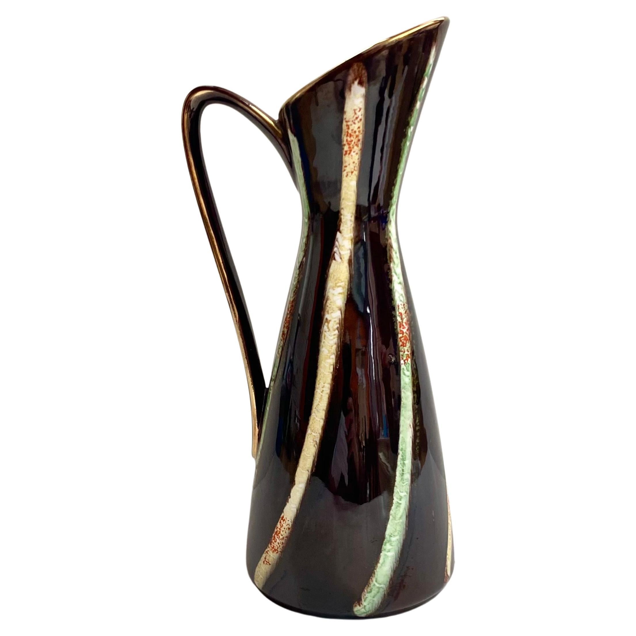 Lovely Vintage Vase/Pitcher in Enamelled Ceramic by Jasba, Germany, 1970s For Sale