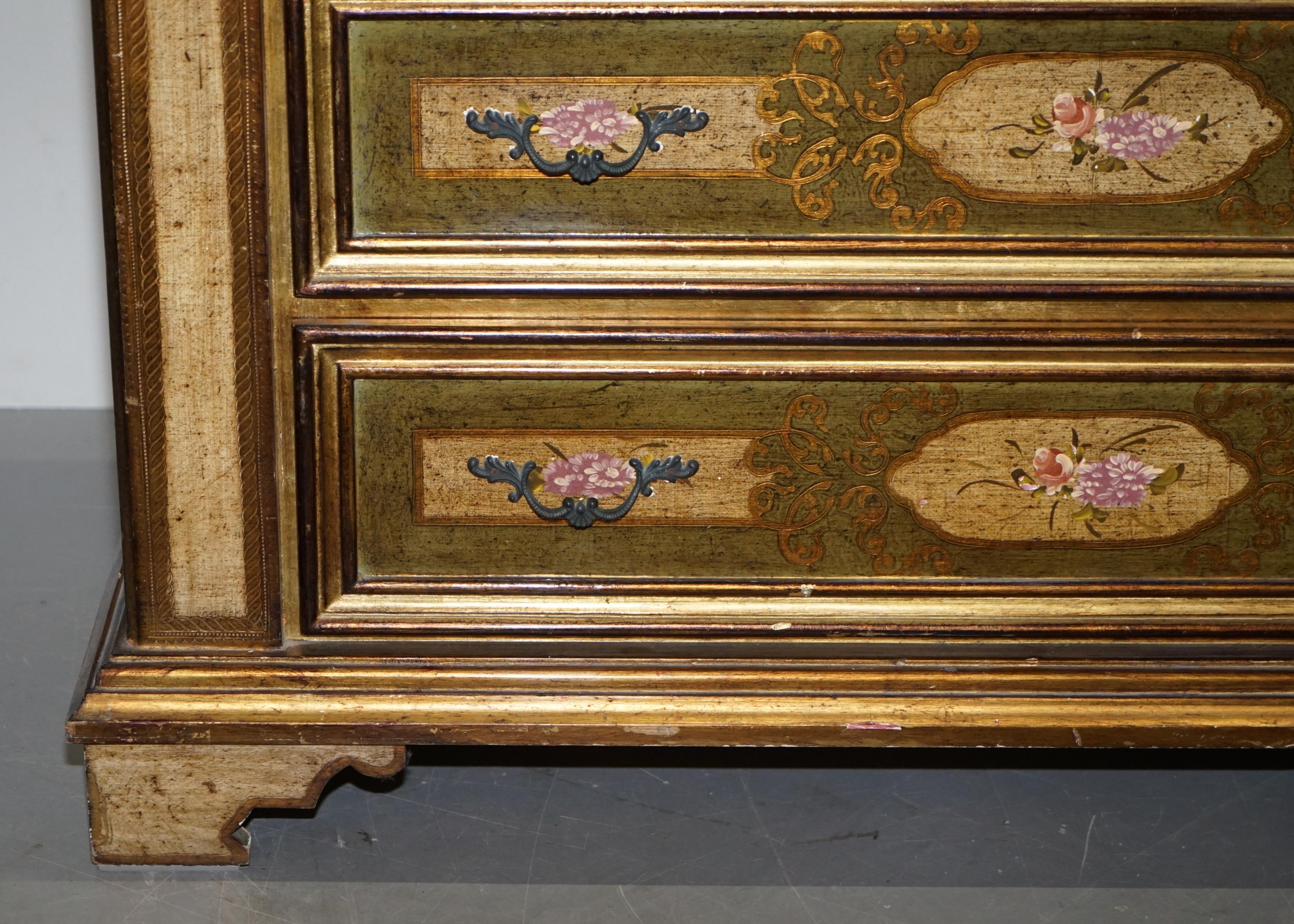 Lovely Vintage Venetian 18th Century Style Hand Painted Chest of Drawers Floral 4