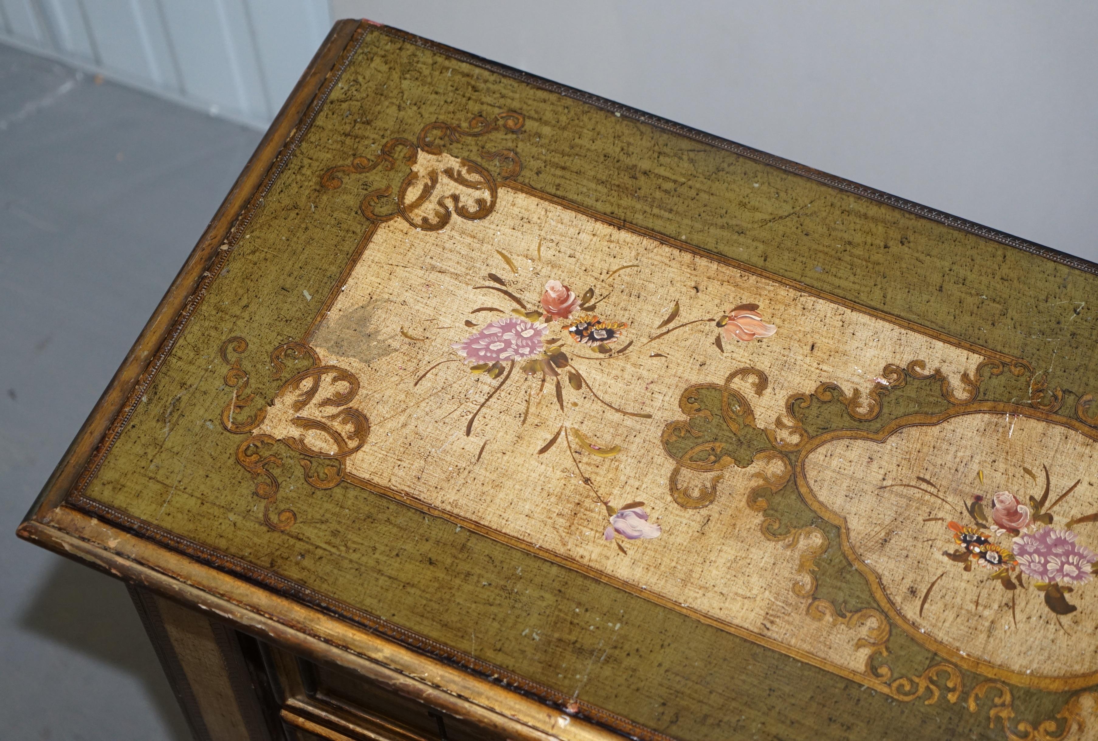 Hand-Painted Lovely Vintage Venetian 18th Century Style Hand Painted Chest of Drawers Floral