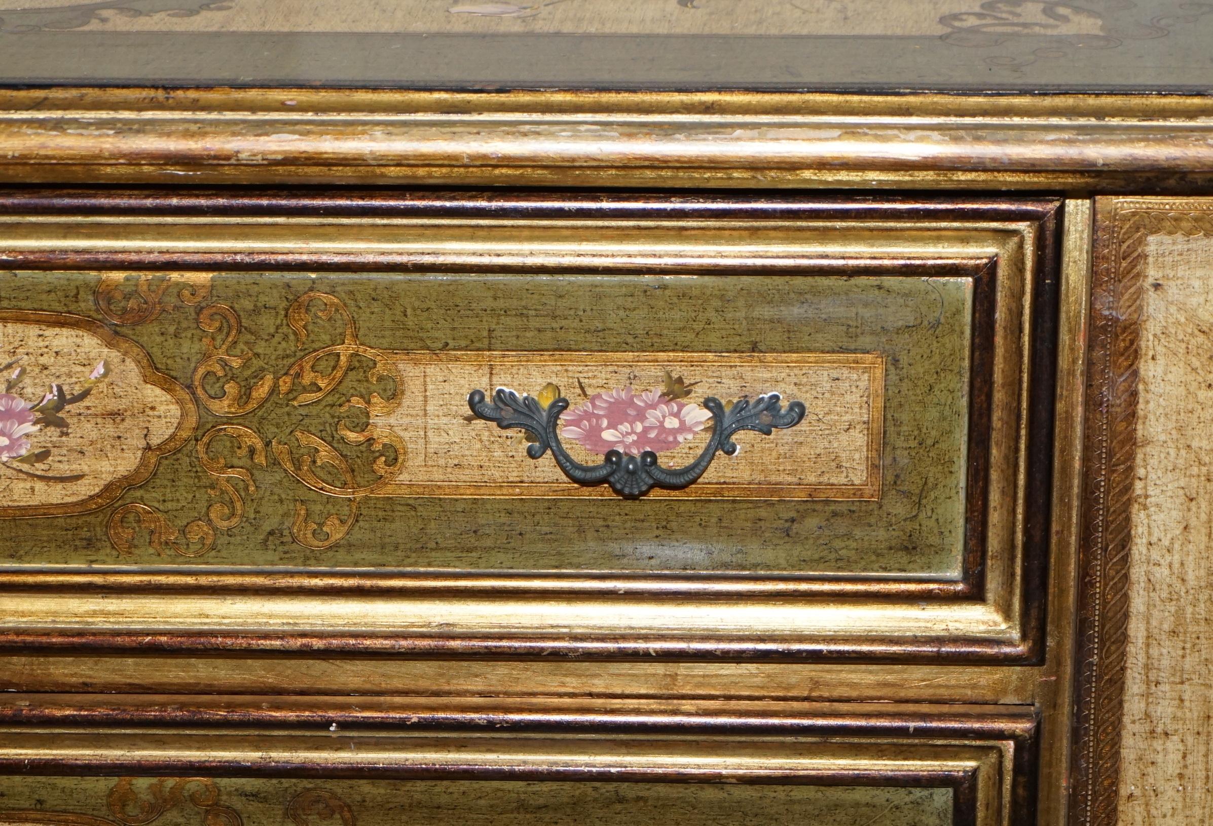 Lovely Vintage Venetian 18th Century Style Hand Painted Chest of Drawers Floral 1