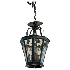 Lovely Vintage Verdigris Kupfer Laterne Kronleuchter mit Blattmotiv
