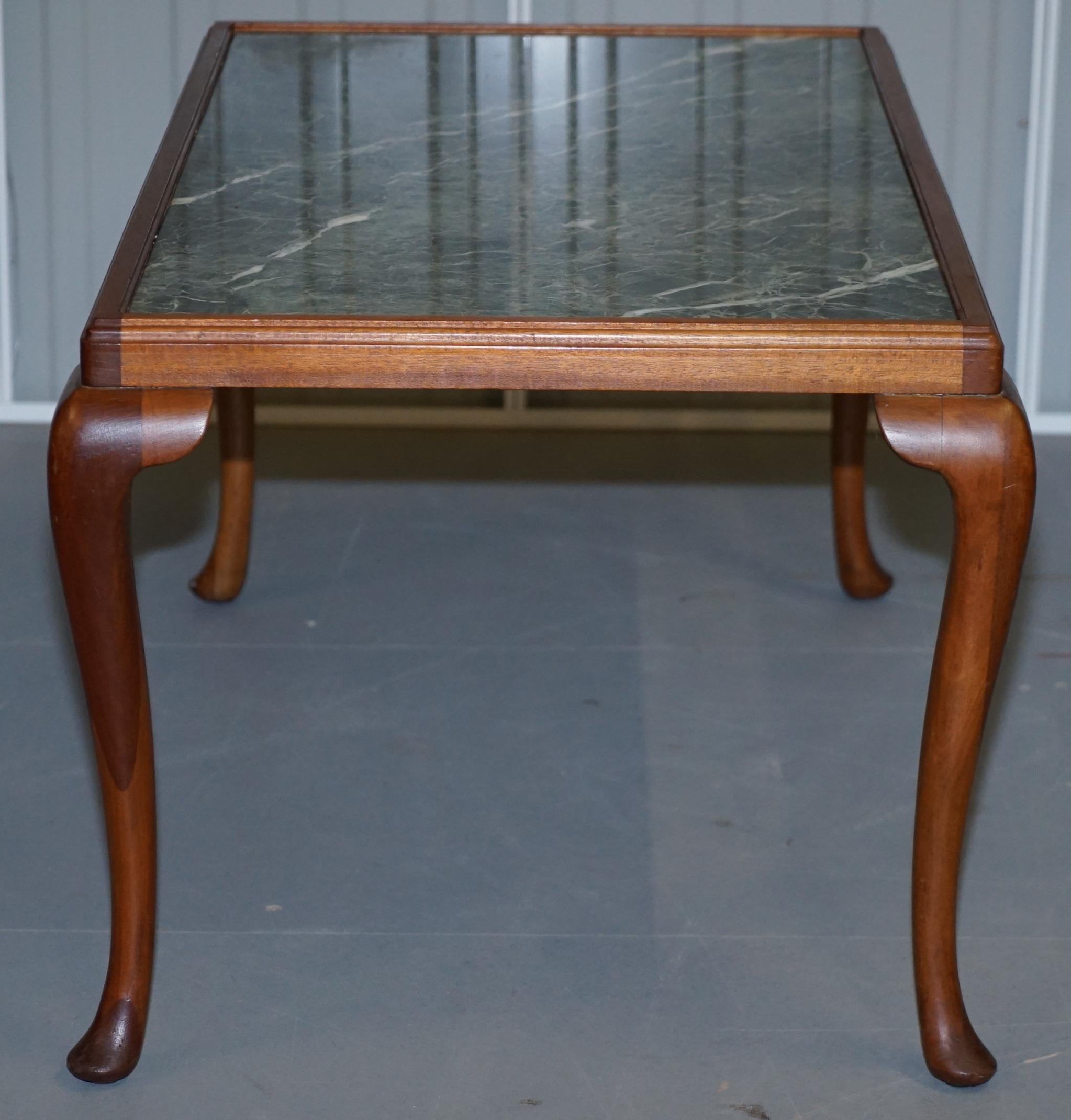 Lovely Vintage Walnut Framed with Solid Marble-Top Coffee or Cocktail Table 1