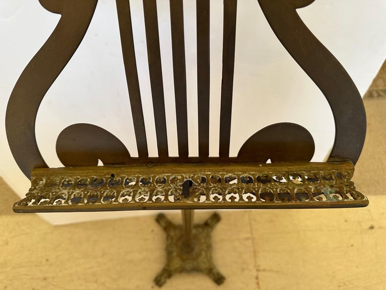 Lovely Vintage Weathered Cast Brass Music Stand For Sale at 1stDibs