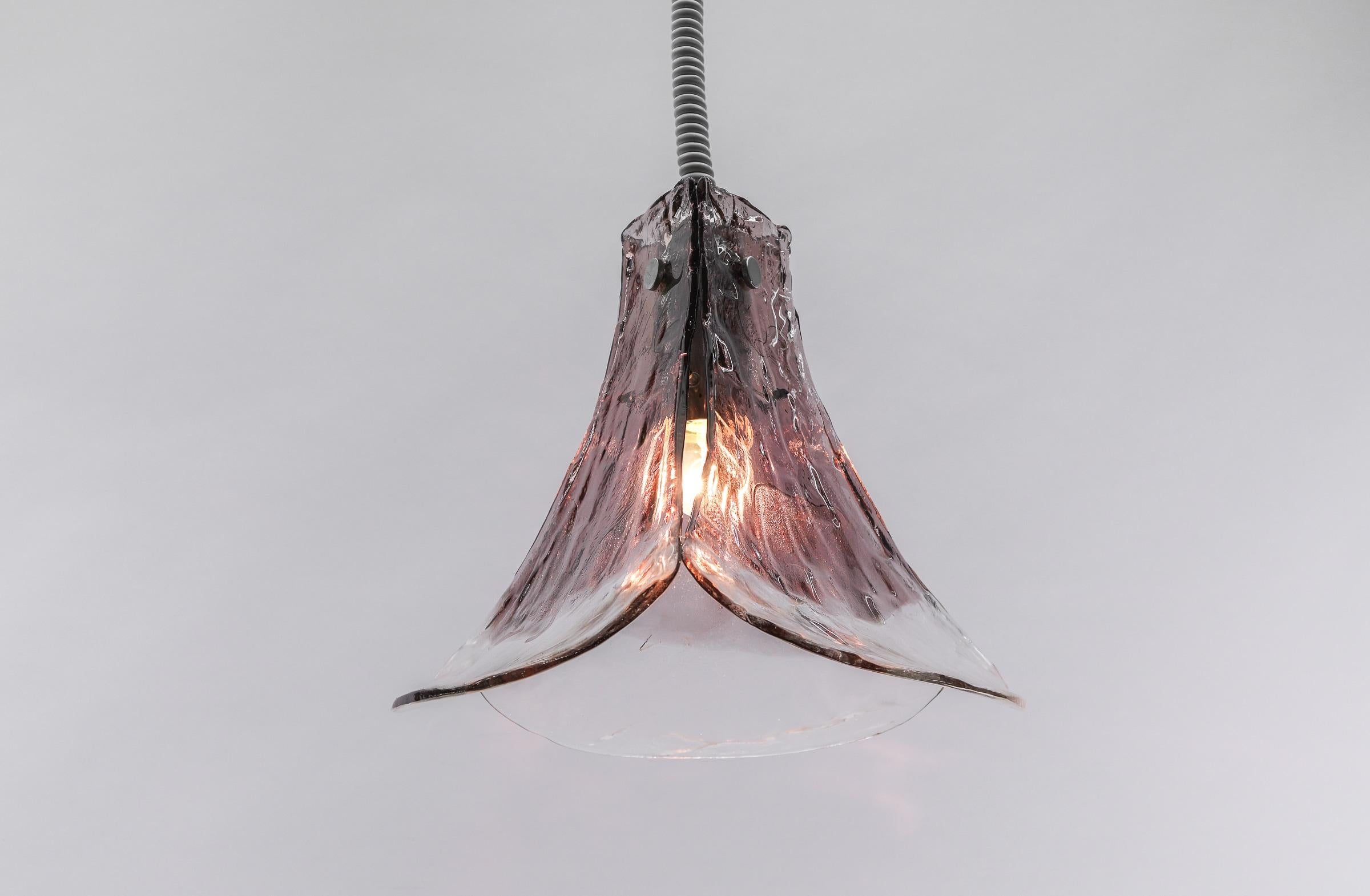 Lovely Violet Pendant Lamp for J.T. Kalmar in Murano Glass by Carlo Nason, 1970s For Sale 9
