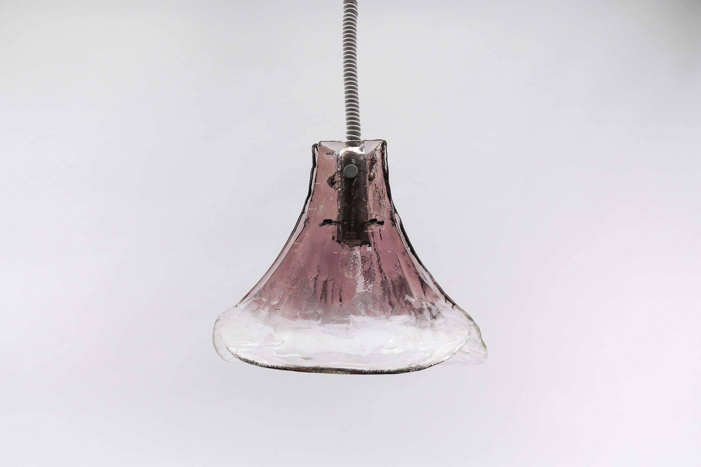 Italian Lovely Violet Pendant Lamp for J.T. Kalmar in Murano Glass by Carlo Nason, 1970s For Sale