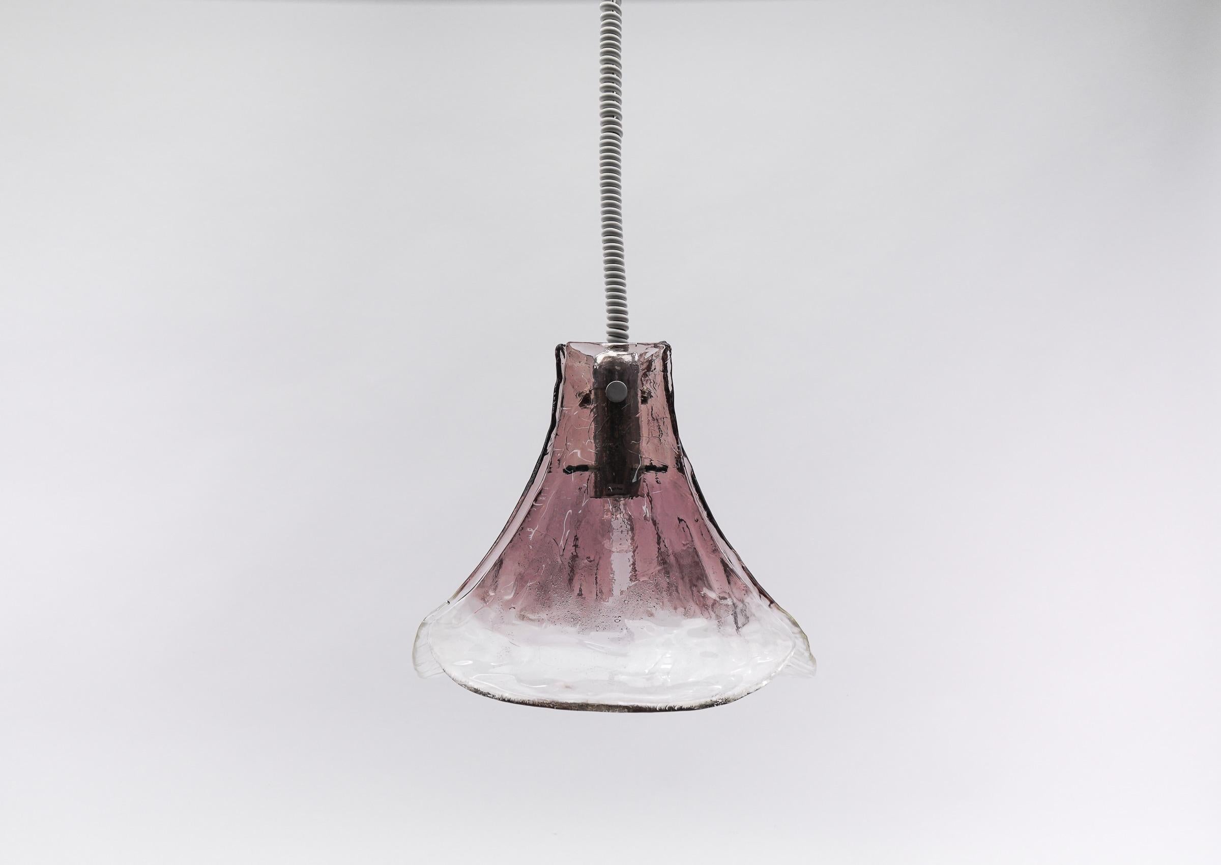 Mid-20th Century Lovely Violet Pendant Lamp for J.T. Kalmar in Murano Glass by Carlo Nason, 1970s For Sale