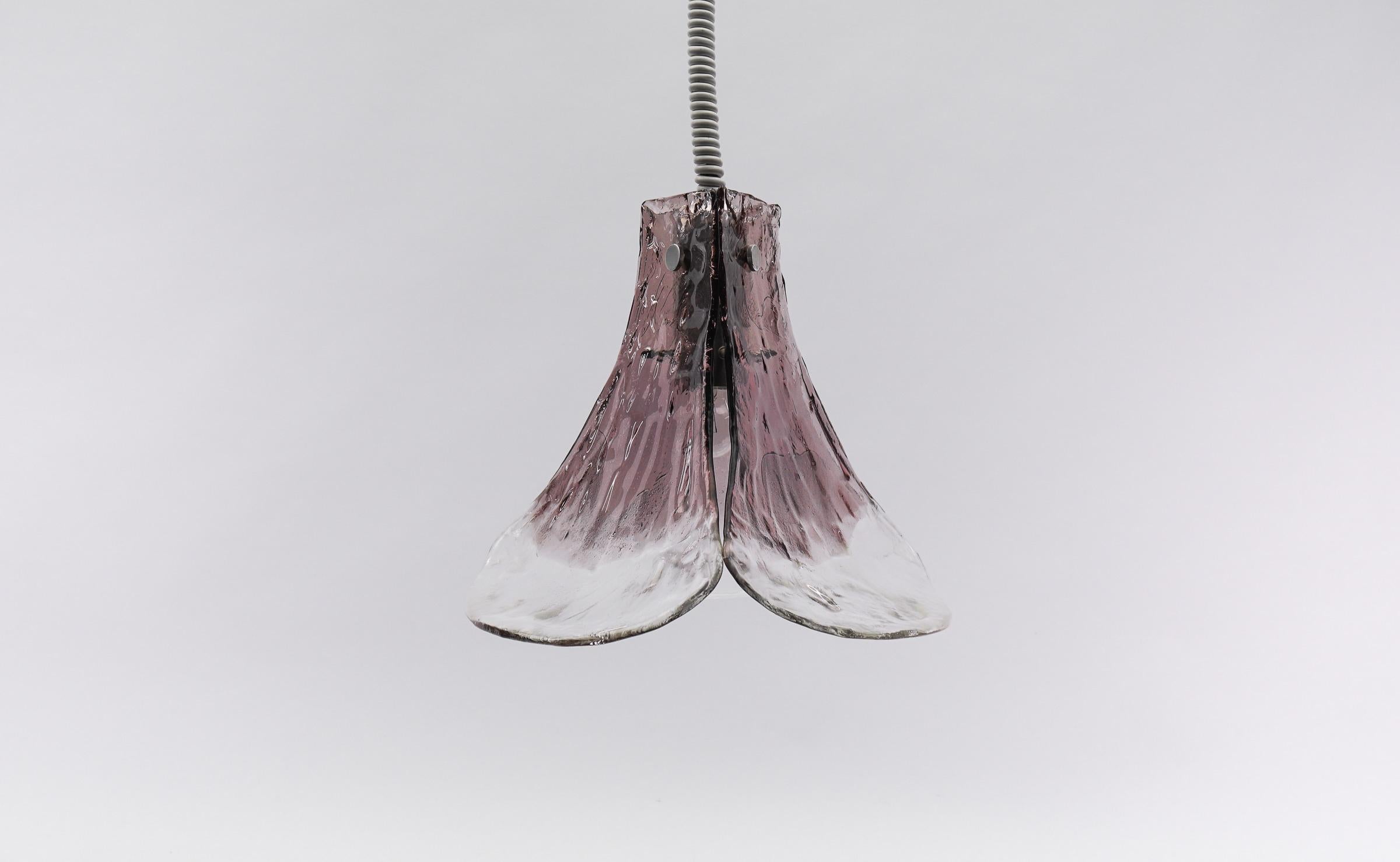 Lovely Violet Pendant Lamp for J.T. Kalmar in Murano Glass by Carlo Nason, 1970s For Sale 2