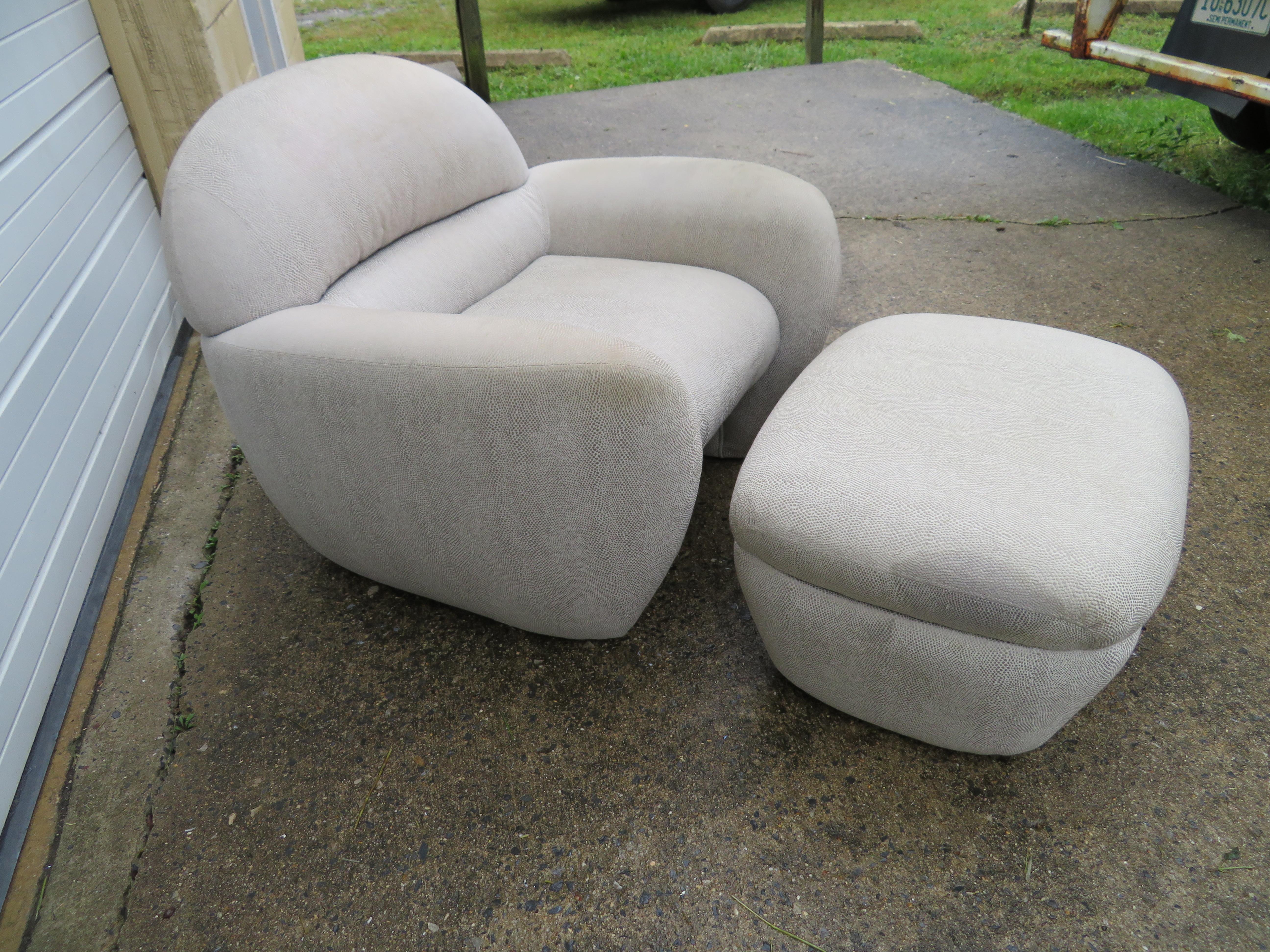 Lovely Vladimir Kagan for Preview Lounge Chair Ottoman Mid-Century Modern 5