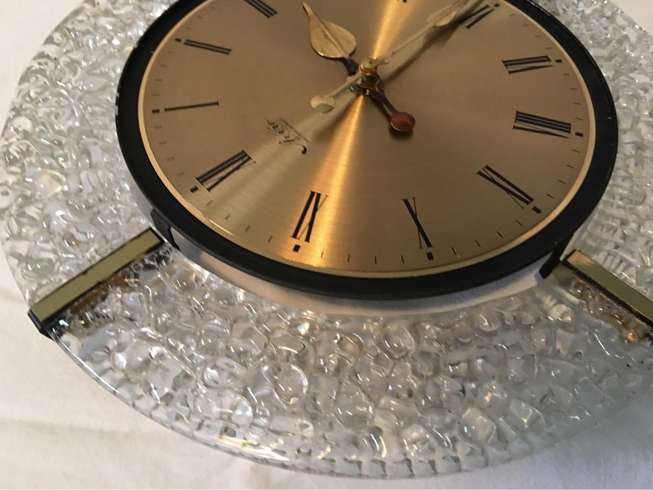 Mid-20th Century Lovely Wall Clock 1960s with Bubble Glass Surrounding in W.Germany 1960s For Sale