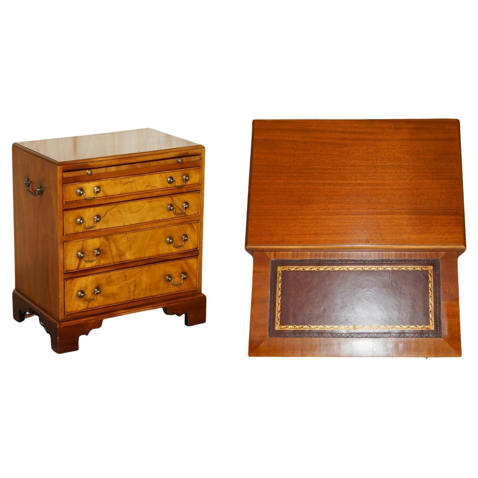 JOLIE TABLE DE NUIT DE CAMPAGNE MILITAIRE EN CUIR MARRON WALNUT OU TABLE DE SiDE