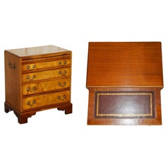 JOLIE TABLE DE NUIT DE CAMPAGNE MILITAIRE EN CUIR MARRON WALNUT OU TABLE DE SiDE