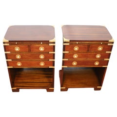 Lovely  Walnut Campaign Style Bedside Chest