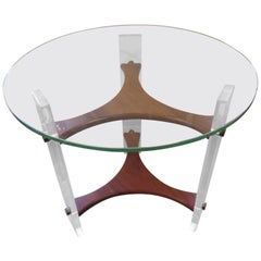 Lovely Walnut Lucite Side End Table Mid-Century Modern