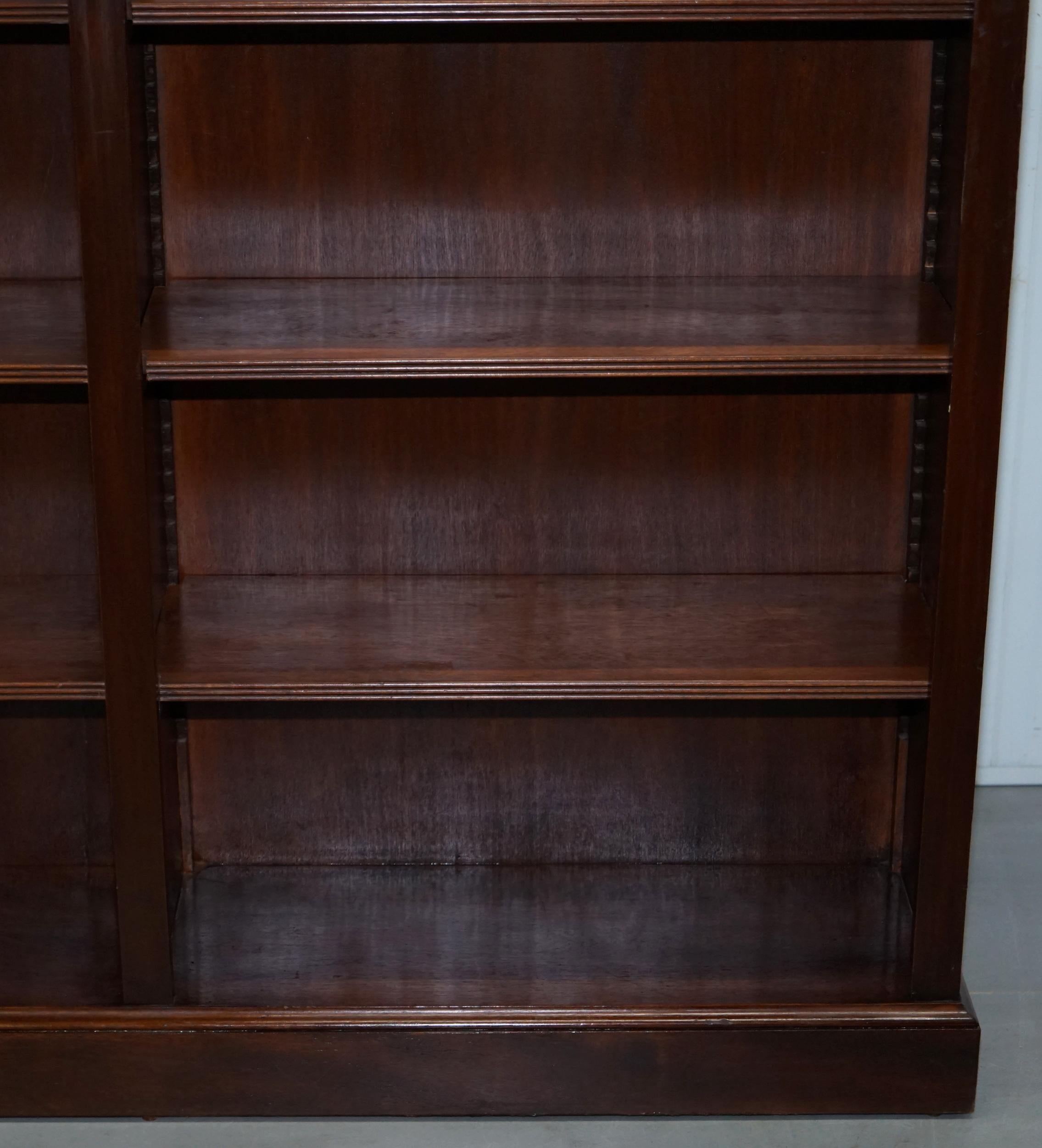Lovely Walnut & Mahogany Marquetry Inlaid Double Bank Bookcase Adjustable Shelf 5