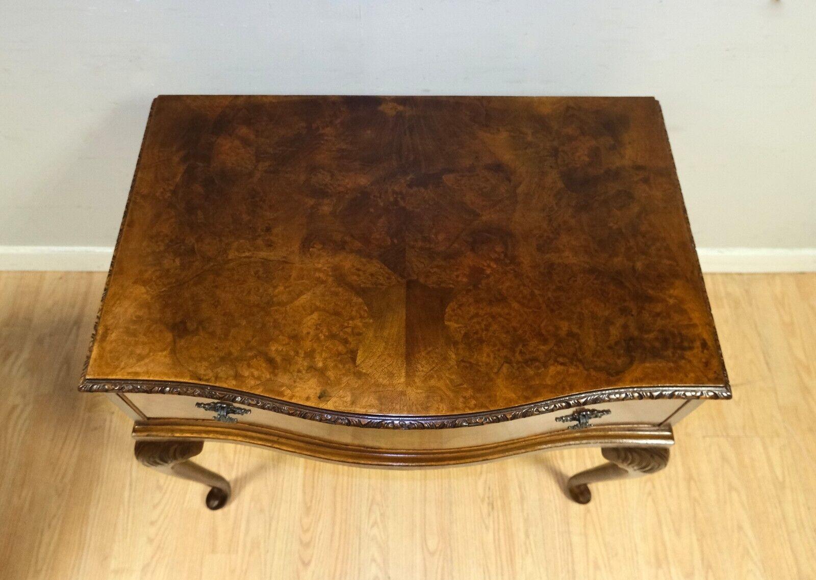 20th Century Lovely Walnut Serpentine Front Side Table on Cabriole Legs with Single Drawer For Sale