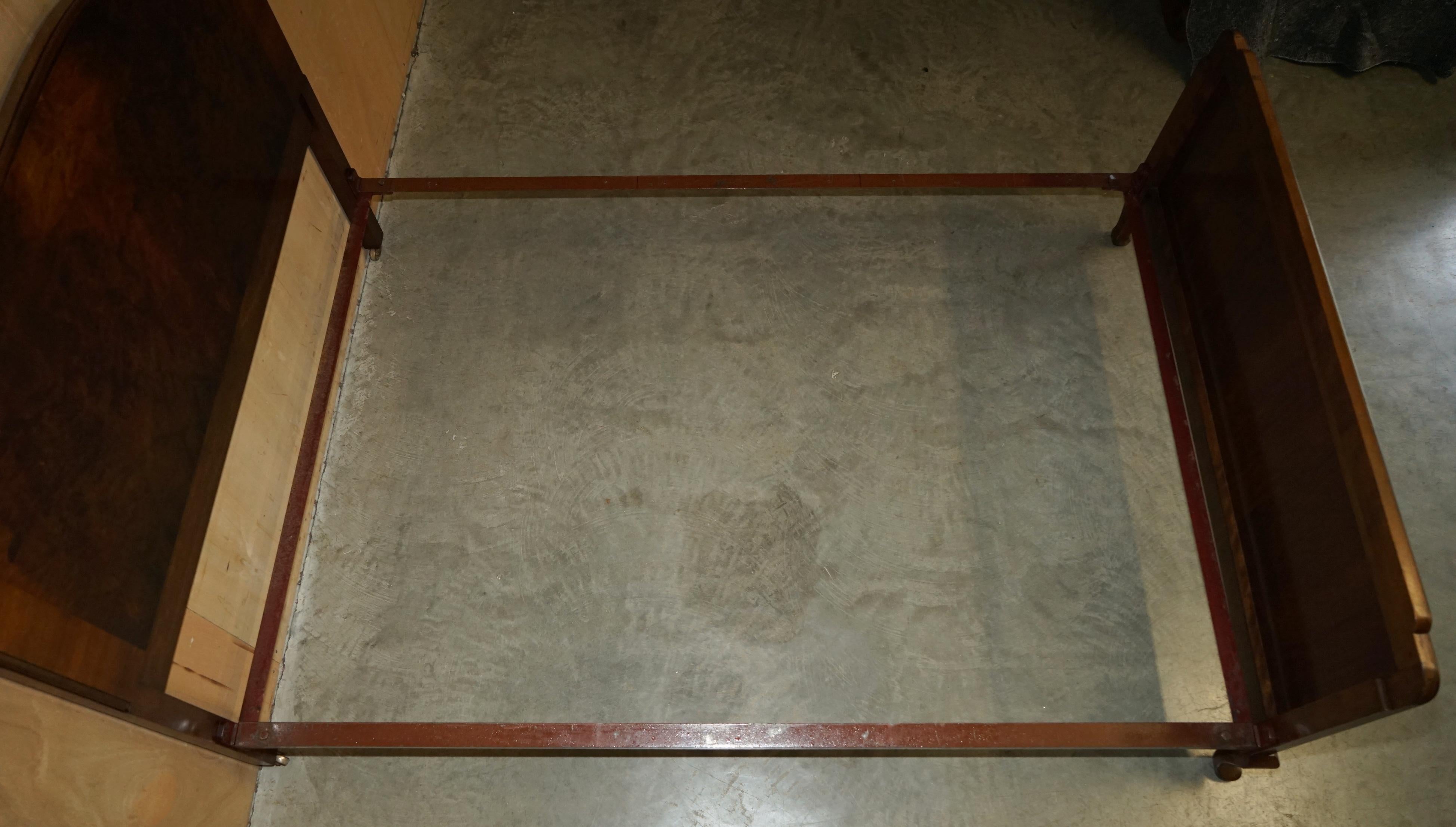 LOVELY WARiNG & GILLOW 1932 STAMPED BURR WALNUT DOUBLE BEDSTEAD BED FRAME 2