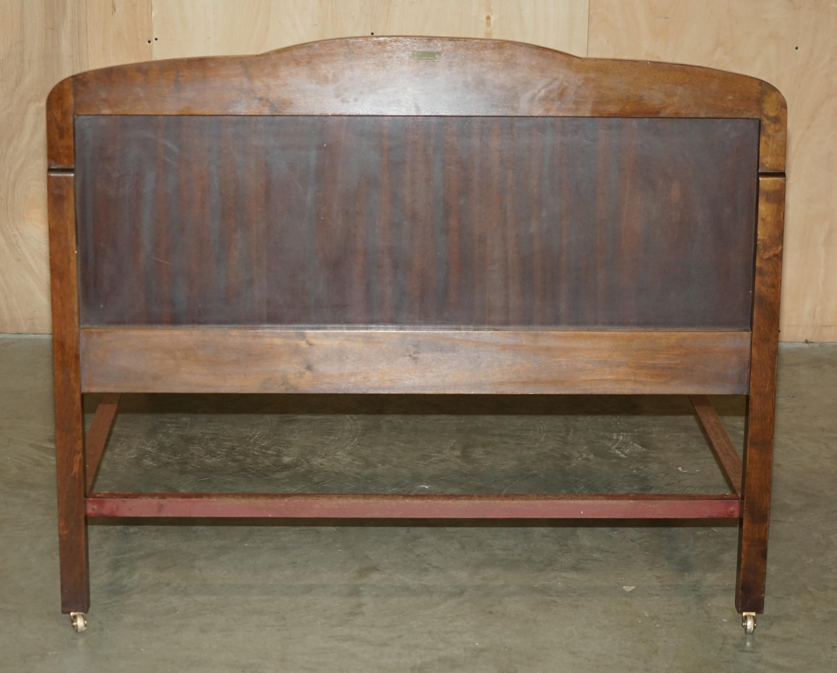 LOVELY WARiNG & GILLOW 1932 STAMPED BURR WALNUT DOUBLE BEDSTEAD BED FRAME 7