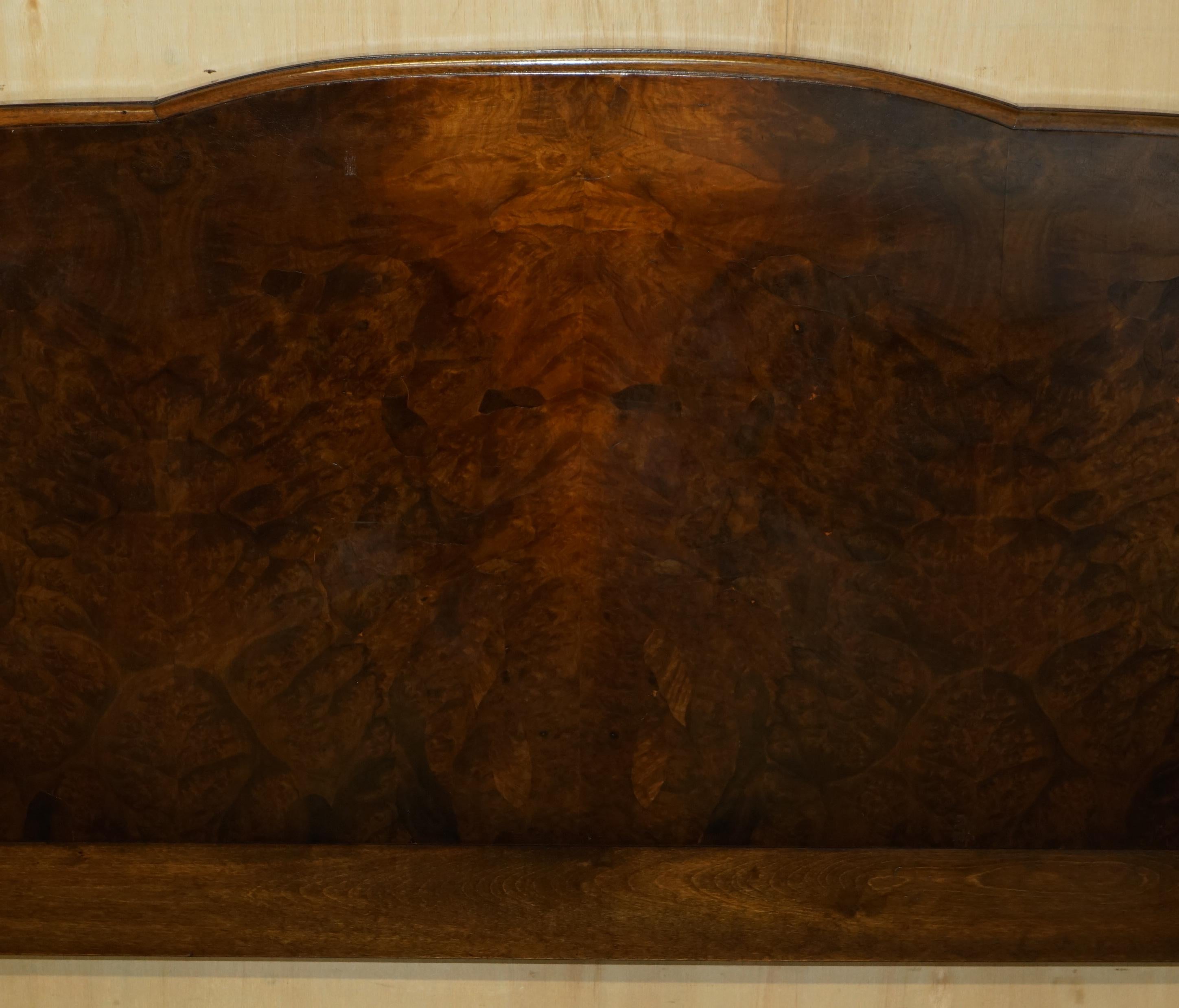 Art Deco LOVELY WARiNG & GILLOW 1932 STAMPED BURR WALNUT DOUBLE BEDSTEAD BED FRAME