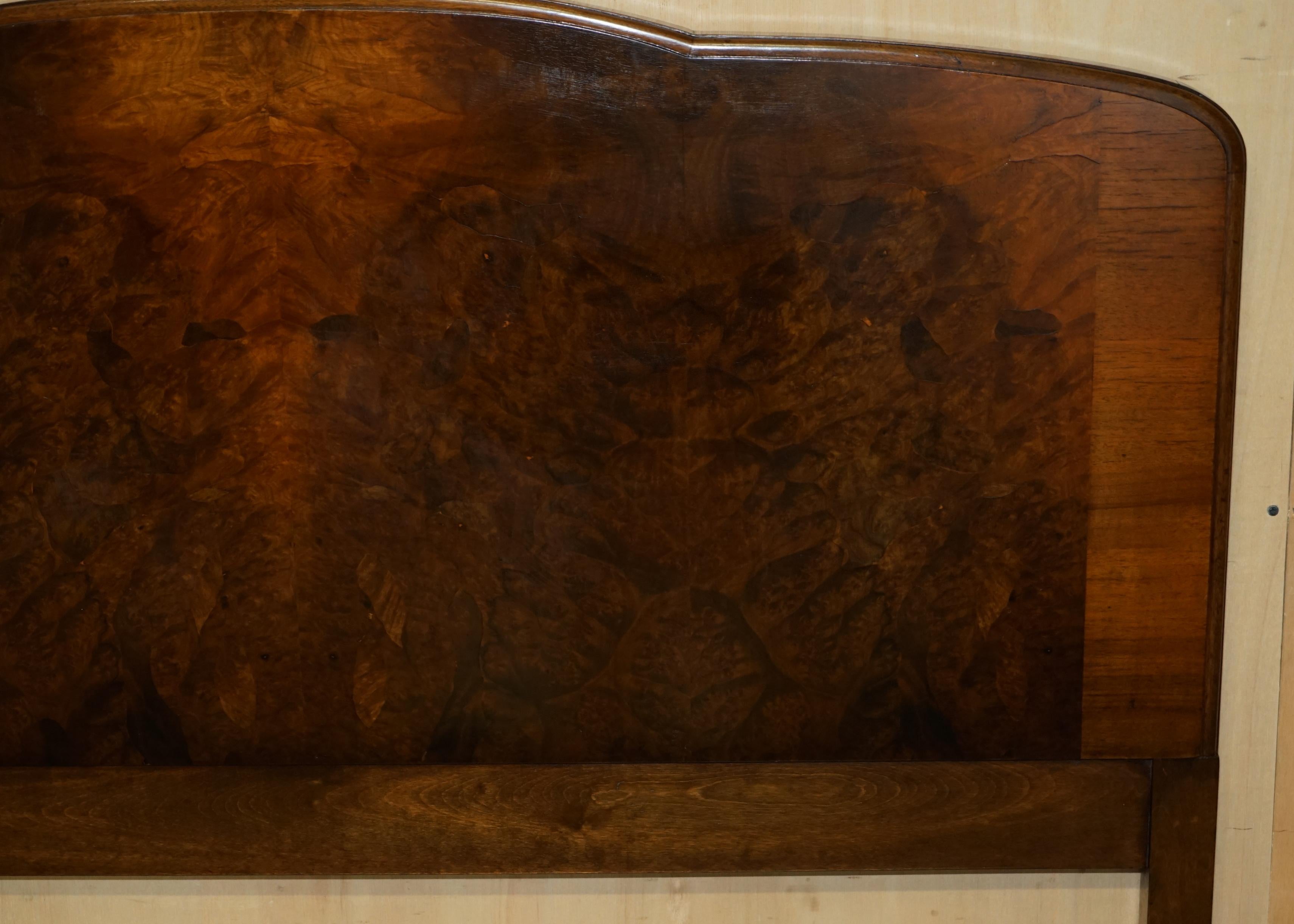 English LOVELY WARiNG & GILLOW 1932 STAMPED BURR WALNUT DOUBLE BEDSTEAD BED FRAME