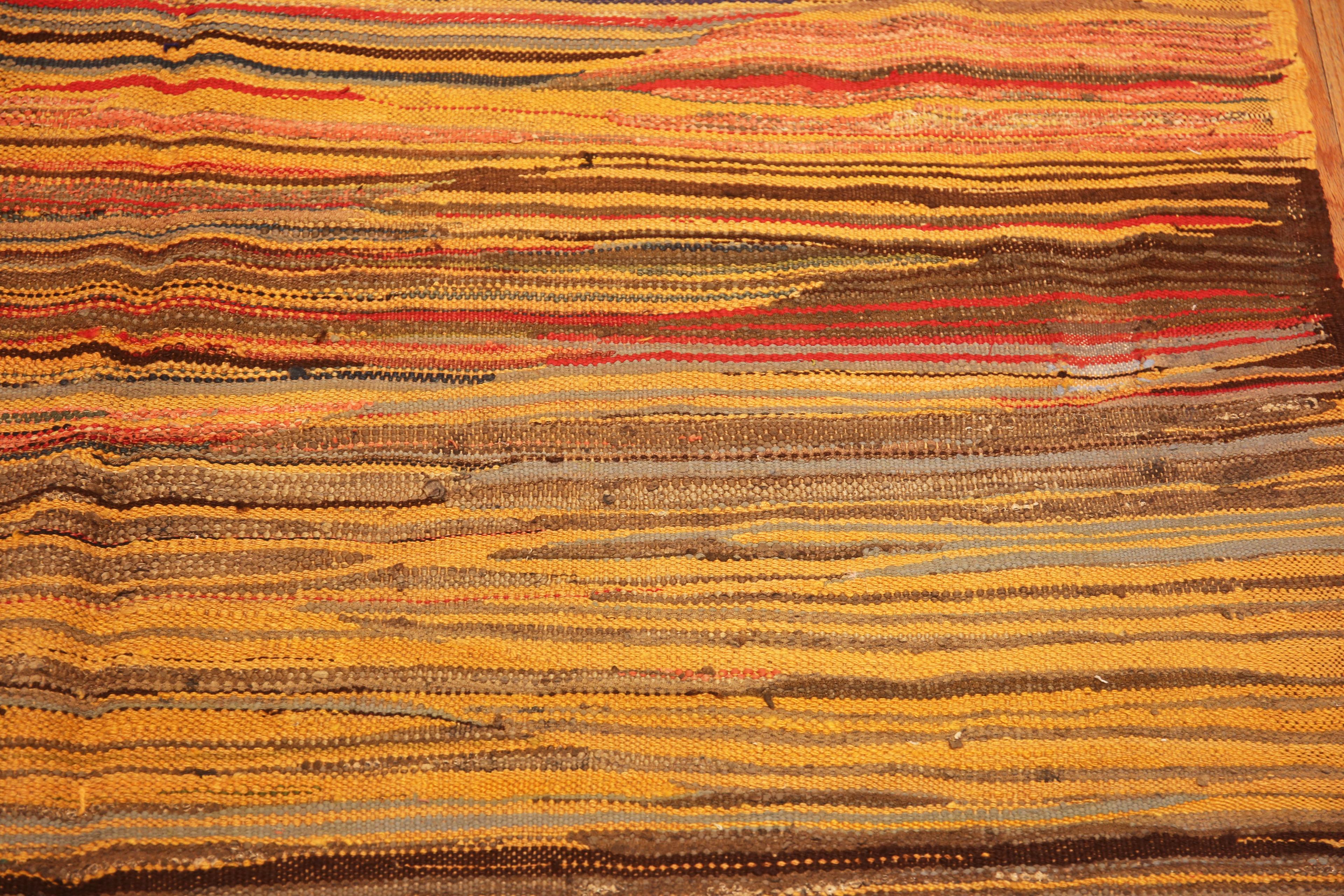 Preciosa Alfombra Kilim Marroquí Vintage Tribal de Tonos Cálidos 5'4