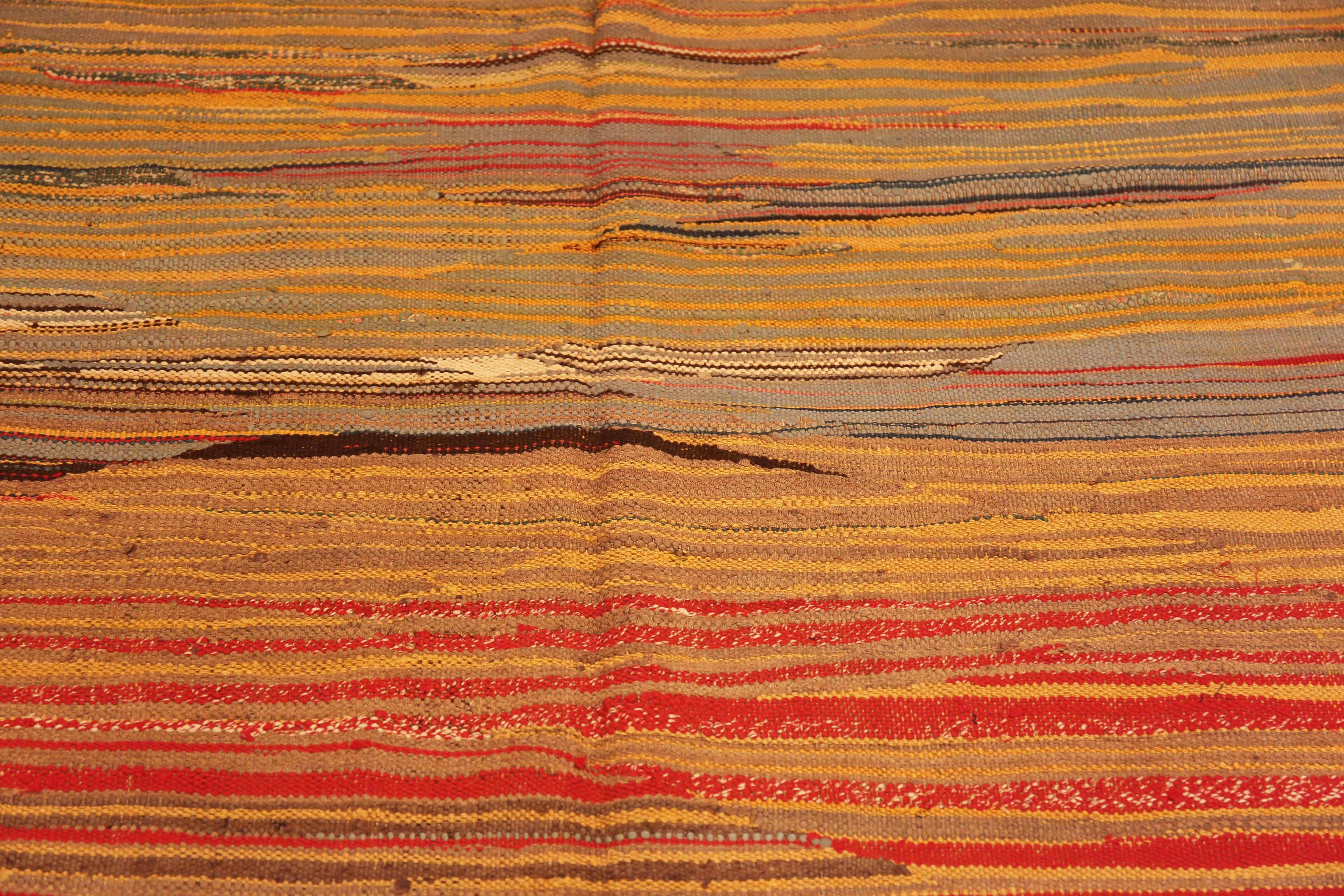 Preciosa Alfombra Kilim Marroquí Vintage Tribal de Tonos Cálidos 5'4