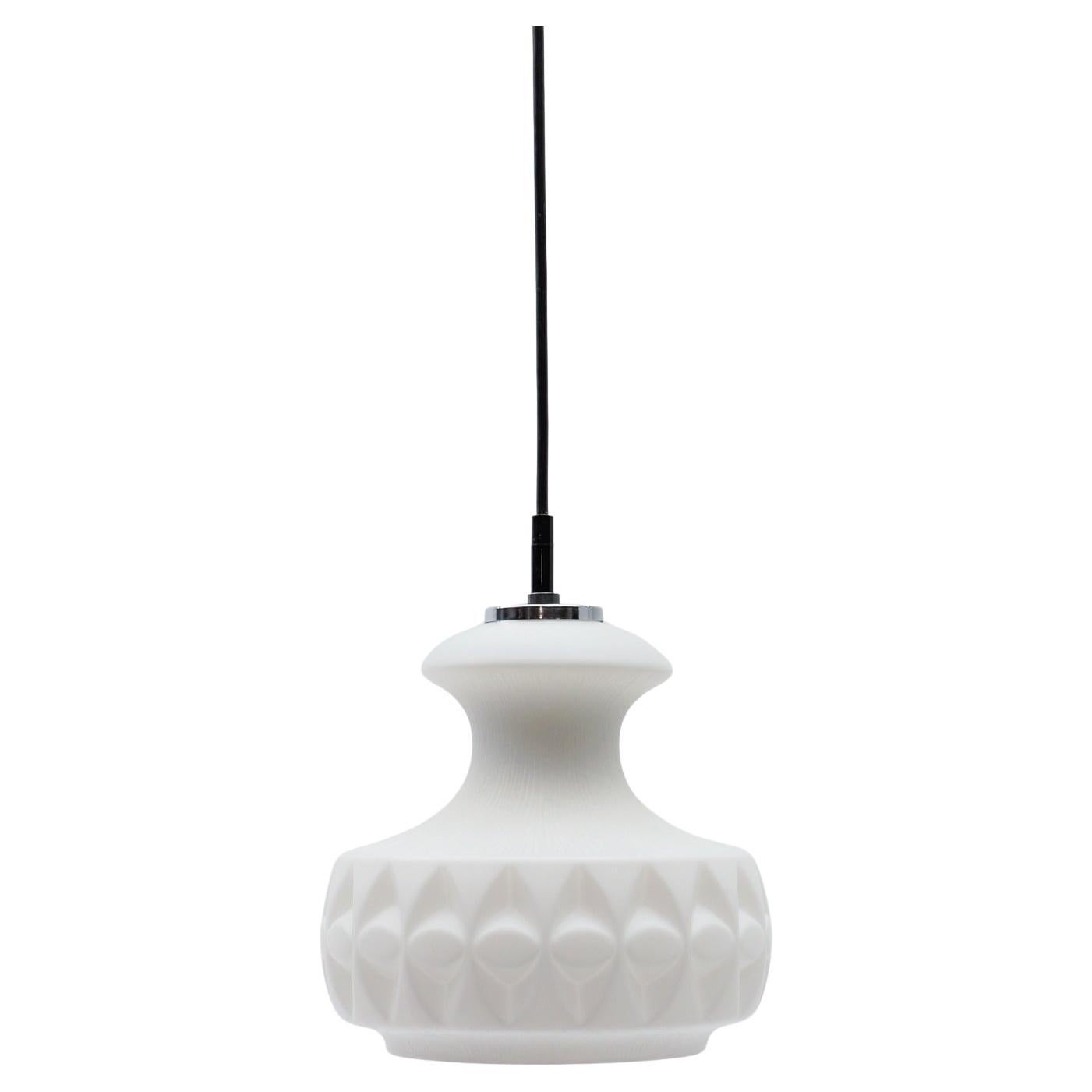 Lovely White 3D Glass Ceiling Lamp by Peill & Putzler, 1960s