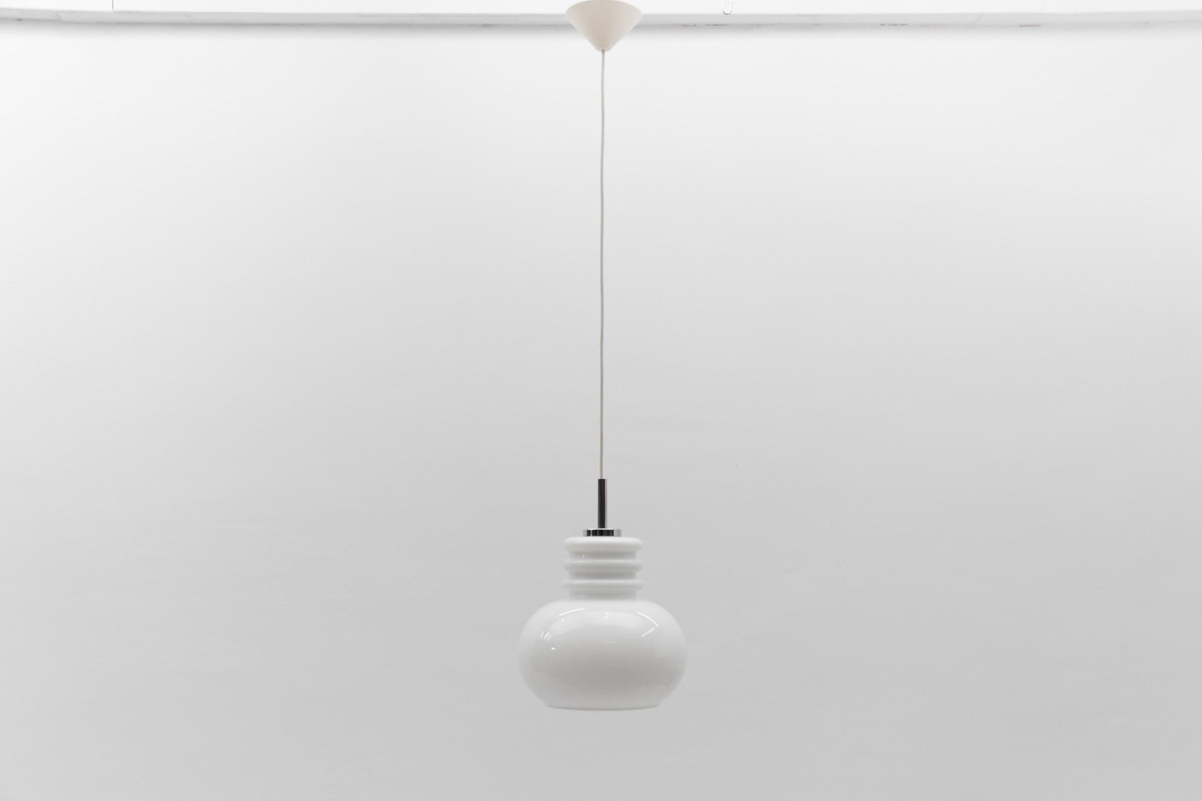 Mid-Century Modern Lovely White Glass Ceiling Lamp by Peill & Putzler, 1960s For Sale