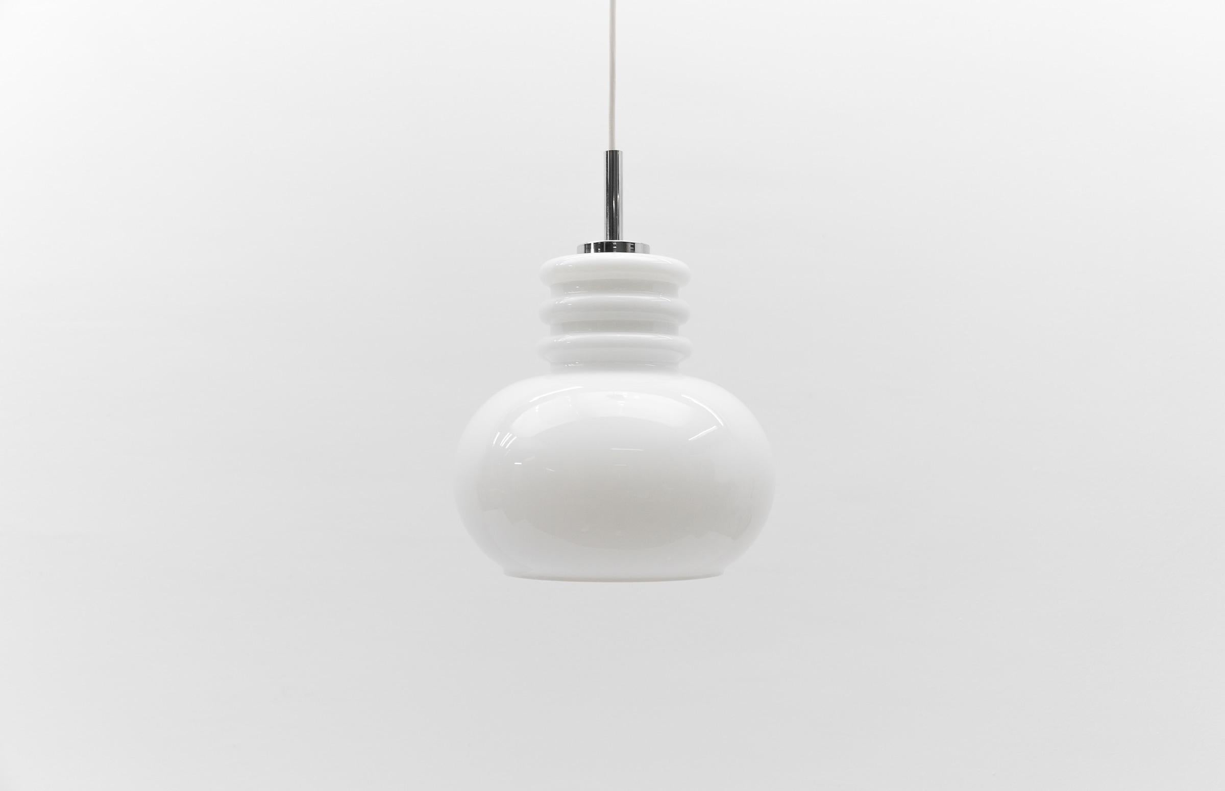 German Lovely White Glass Ceiling Lamp by Peill & Putzler, 1960s For Sale