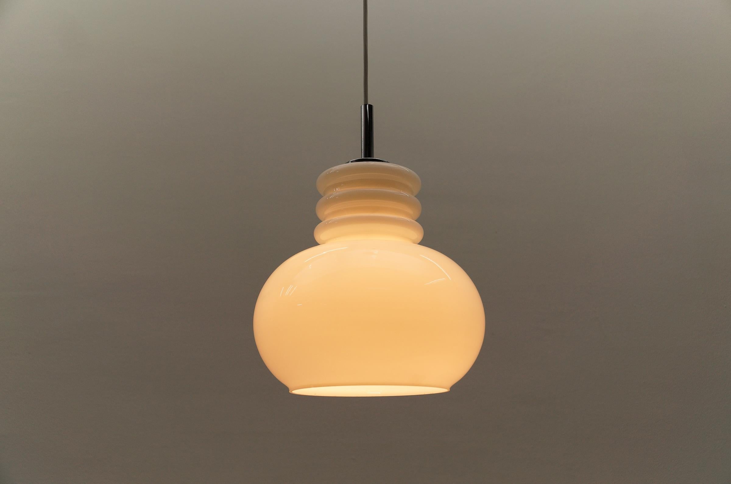 Lovely White Glass Ceiling Lamp by Peill & Putzler, 1960s For Sale 1