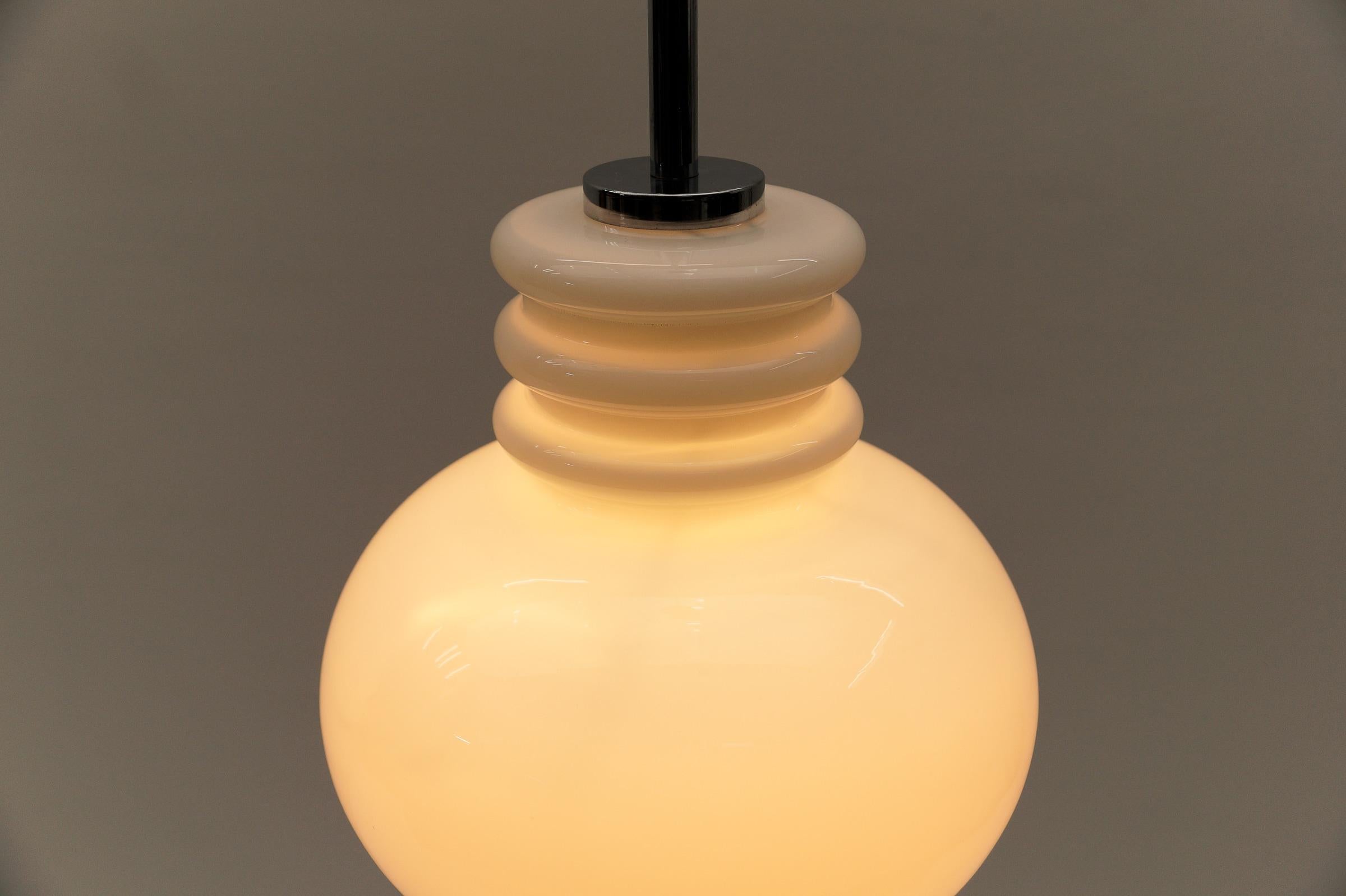 Lovely White Glass Ceiling Lamp by Peill & Putzler, 1960s For Sale 2