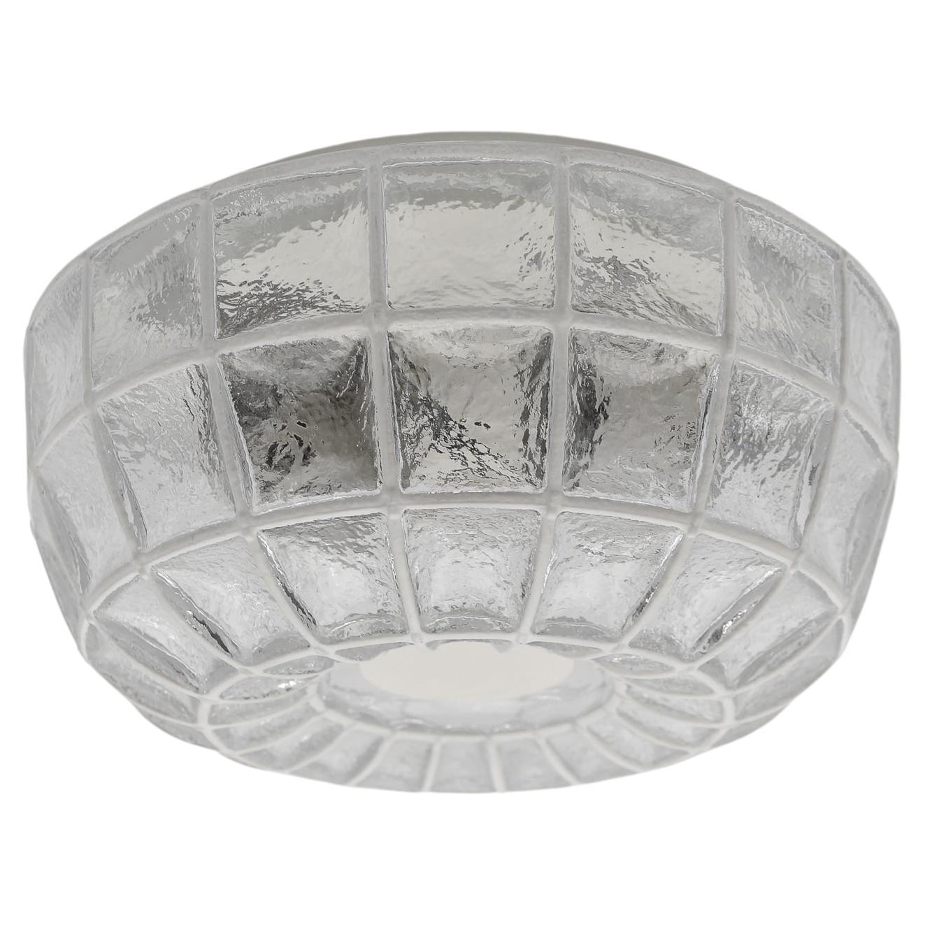 Lovely White Glass Flush Mount by Limburg, Germany 1960s  