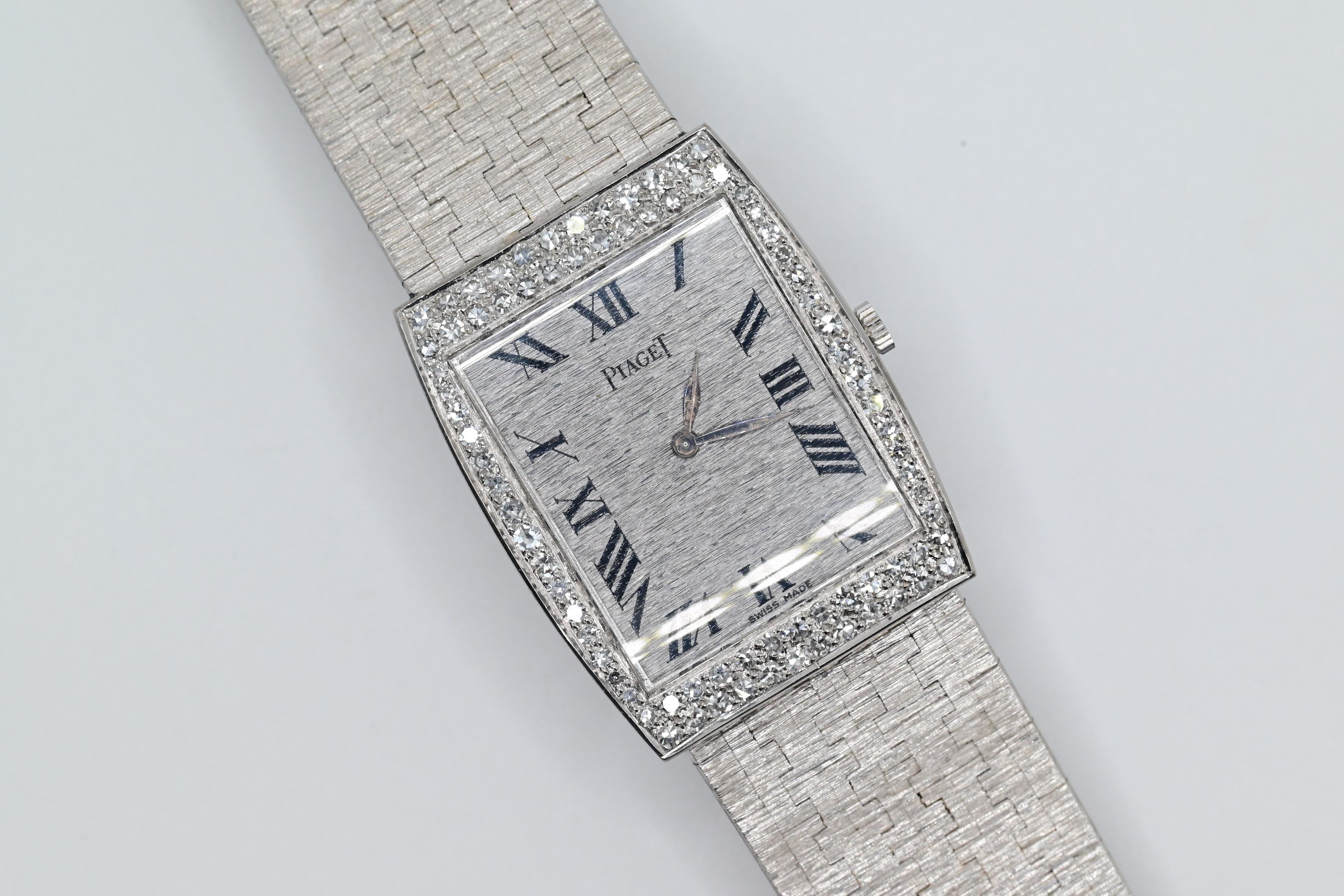 Lovely White Gold Piaget Ladies Watch With Diamonds Reference 9675 In Good Condition In Media, PA