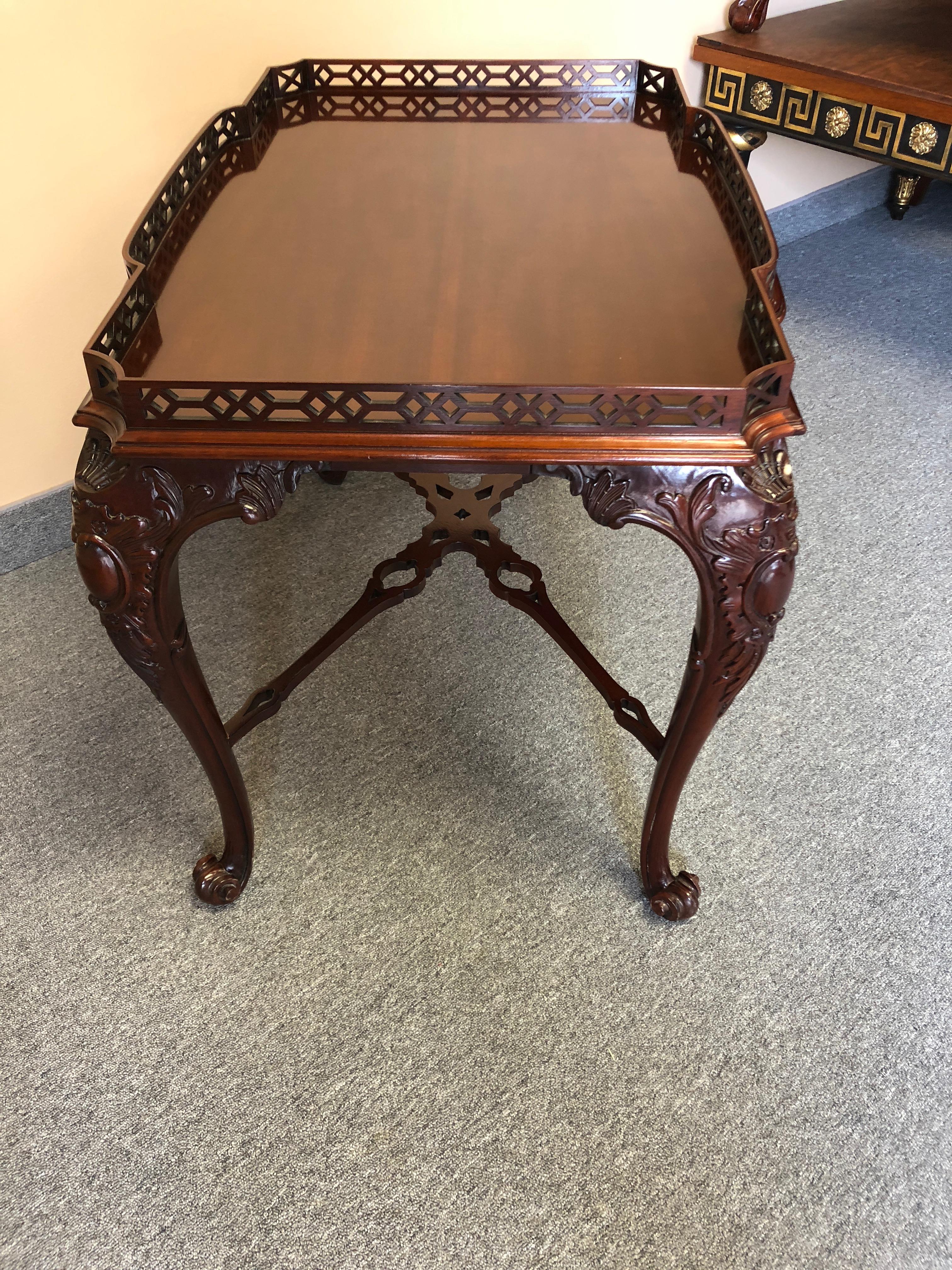 Late 20th Century Lovely Widdicomb Carved Mahogany Tea Table Cocktail Table