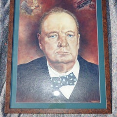 LOVELY WINSTON CHURCHIL ÖLGEMÄLDE SiGNED JJ BURRETT BURR OAK EXHIBITION FRAME
