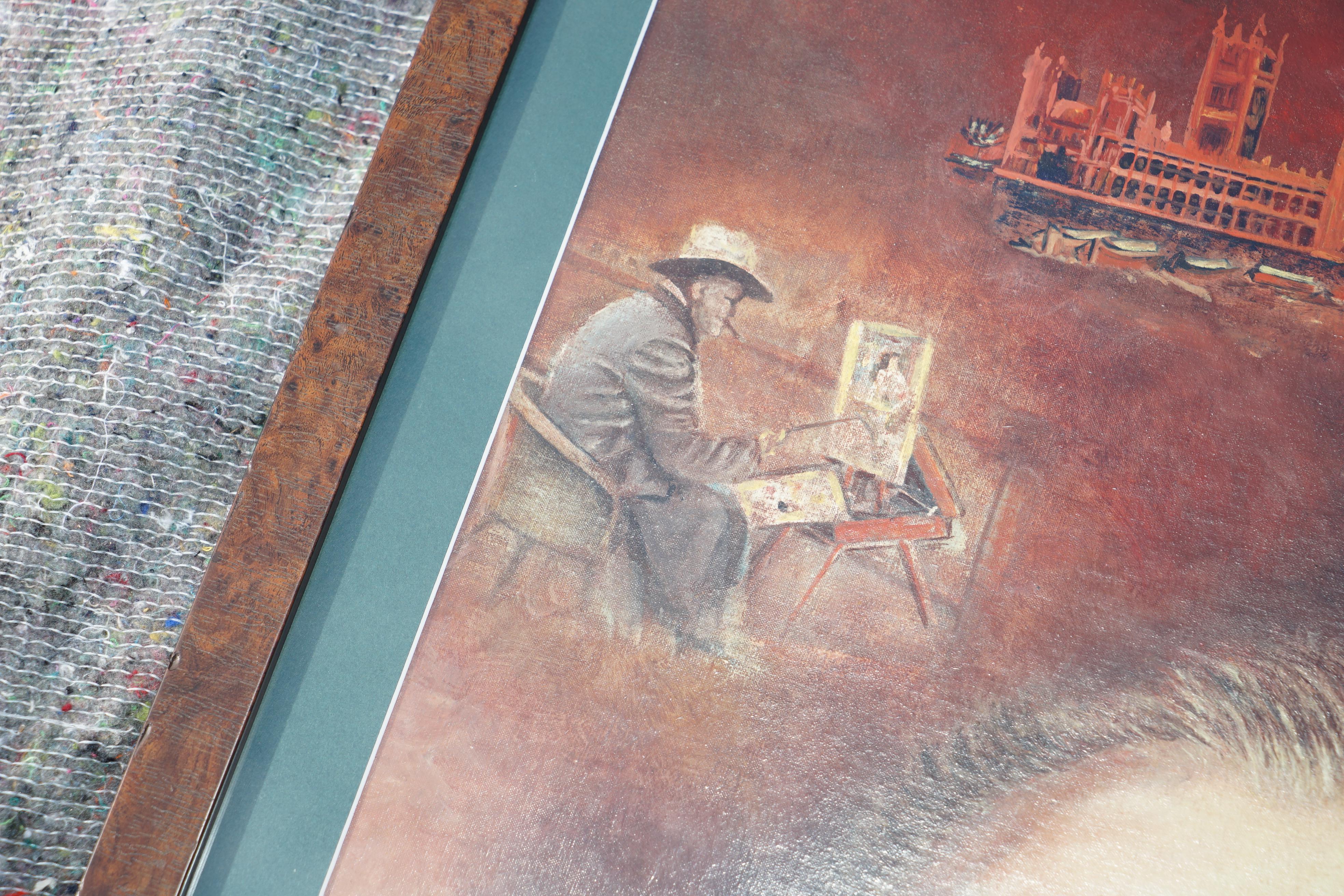 20th Century LOVELY WINSTON CHURCHIL OIL PAINTING SiGNED JJ BURRETT BURR OAK EXHIBITION FRAME For Sale