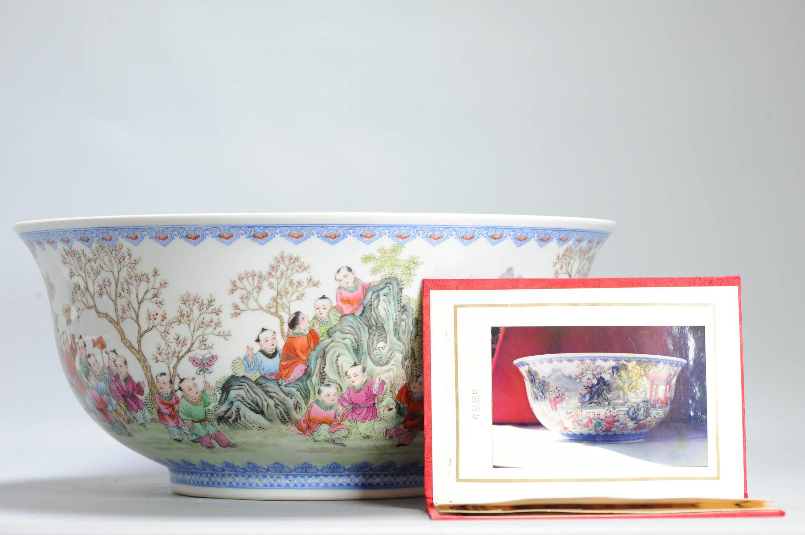 Splendida porcellana d'arte Kang Zhicheng Inverno 1998 Porcellana cinese 100 Boys Bowl in vendita 11
